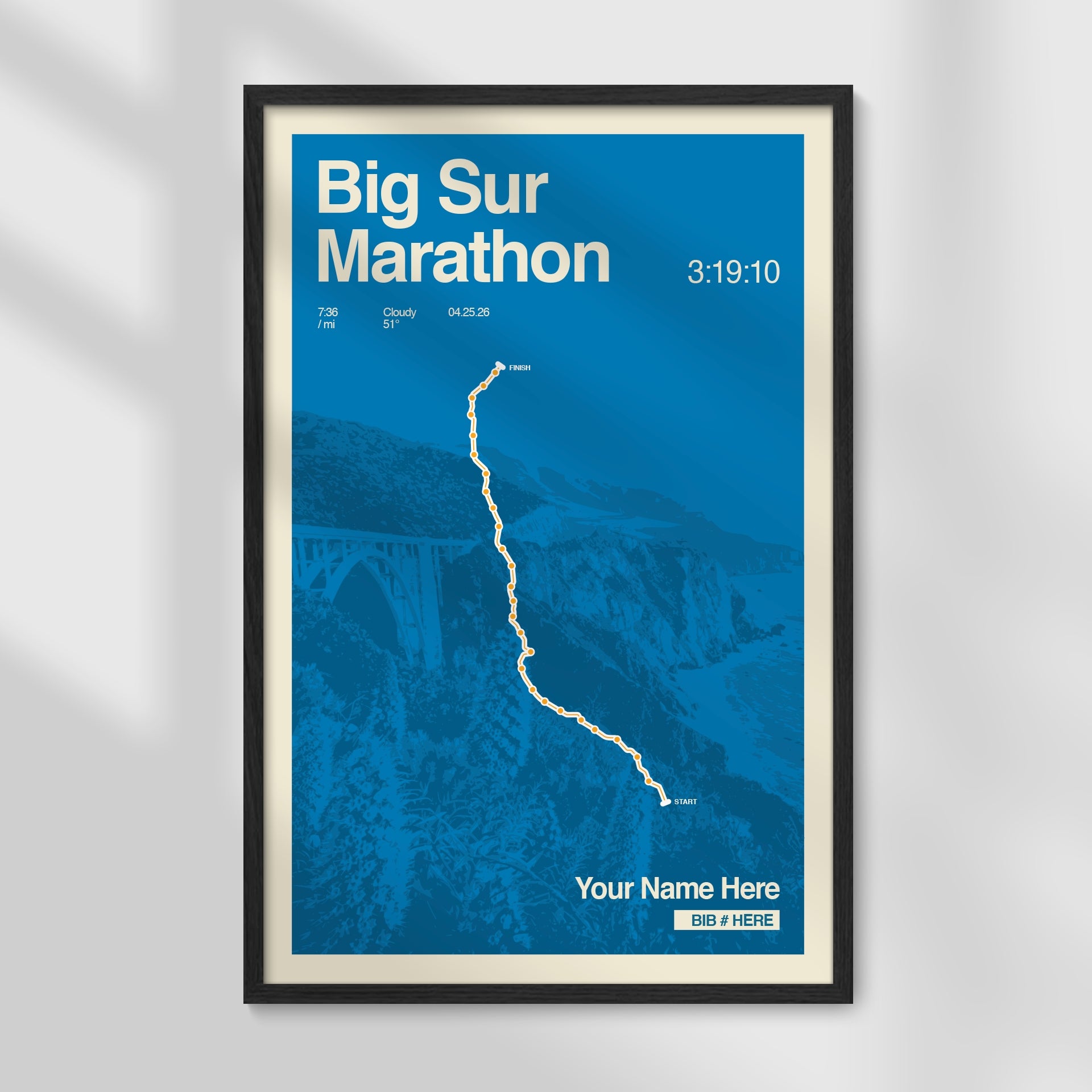Big Sur Marathon Personalized Race Print
