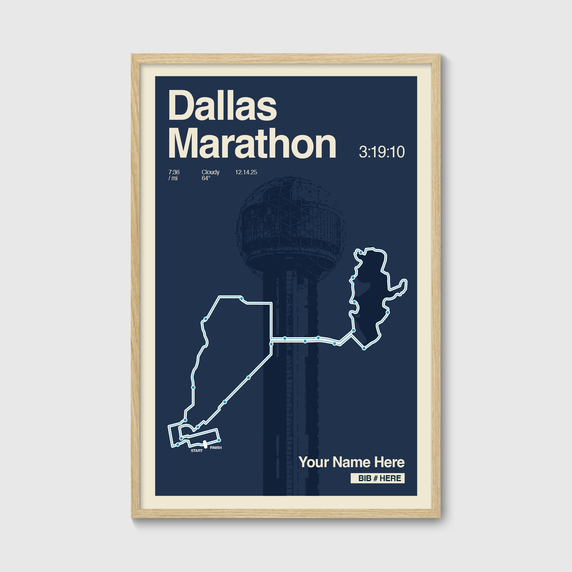 Dallas Marathon Personalized Race Print