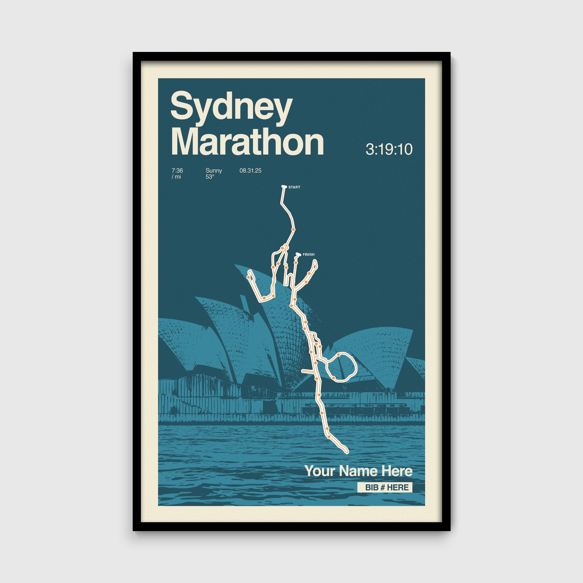 Sydney Marathon Personalized Race Print