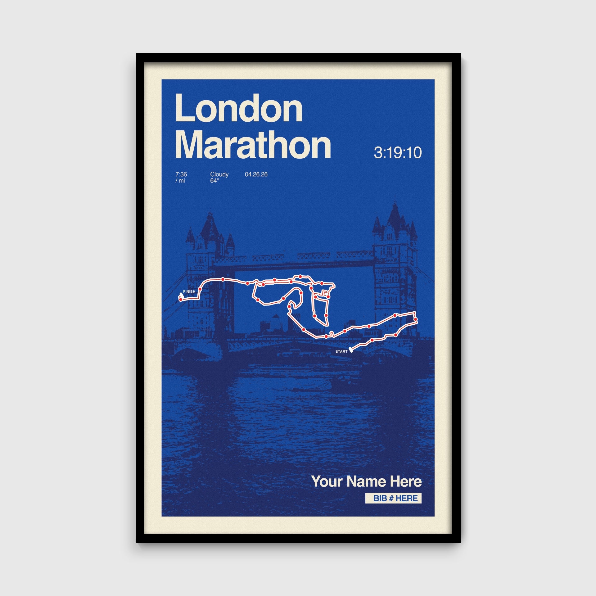 London Marathon Personalized Race Print