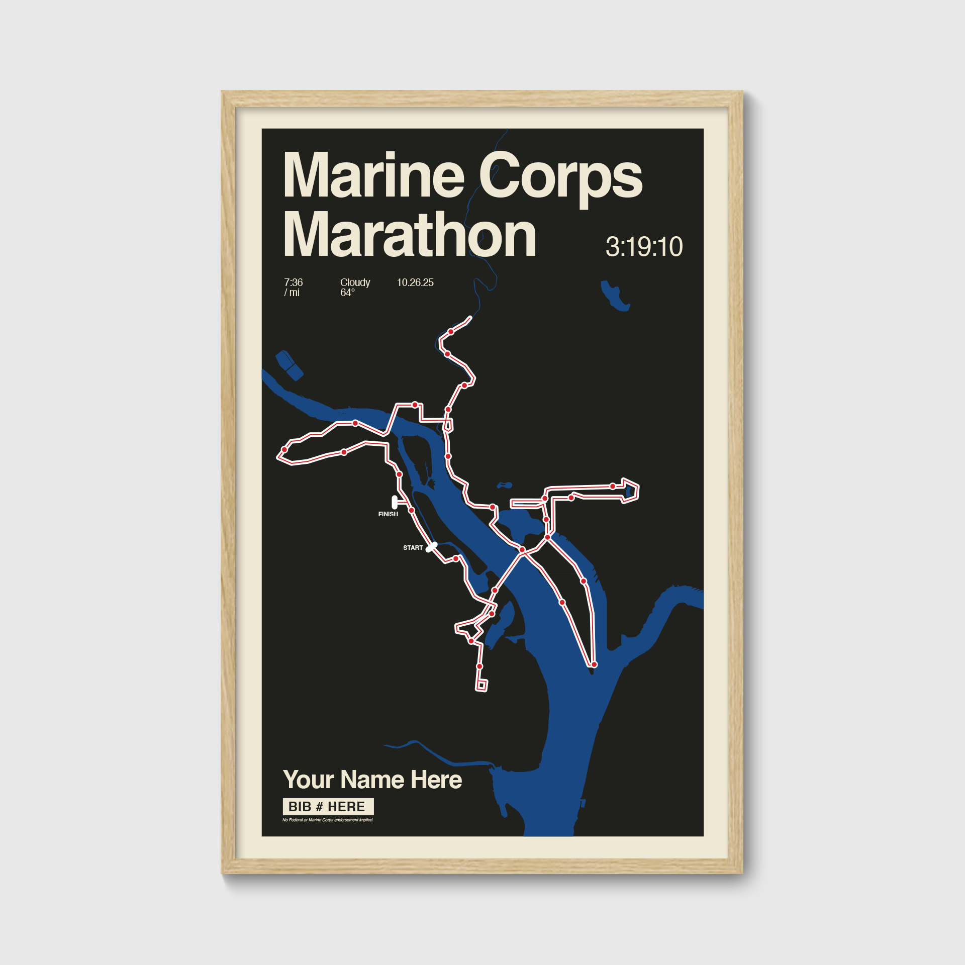 Marine Corps Marathon Personalized Race Print