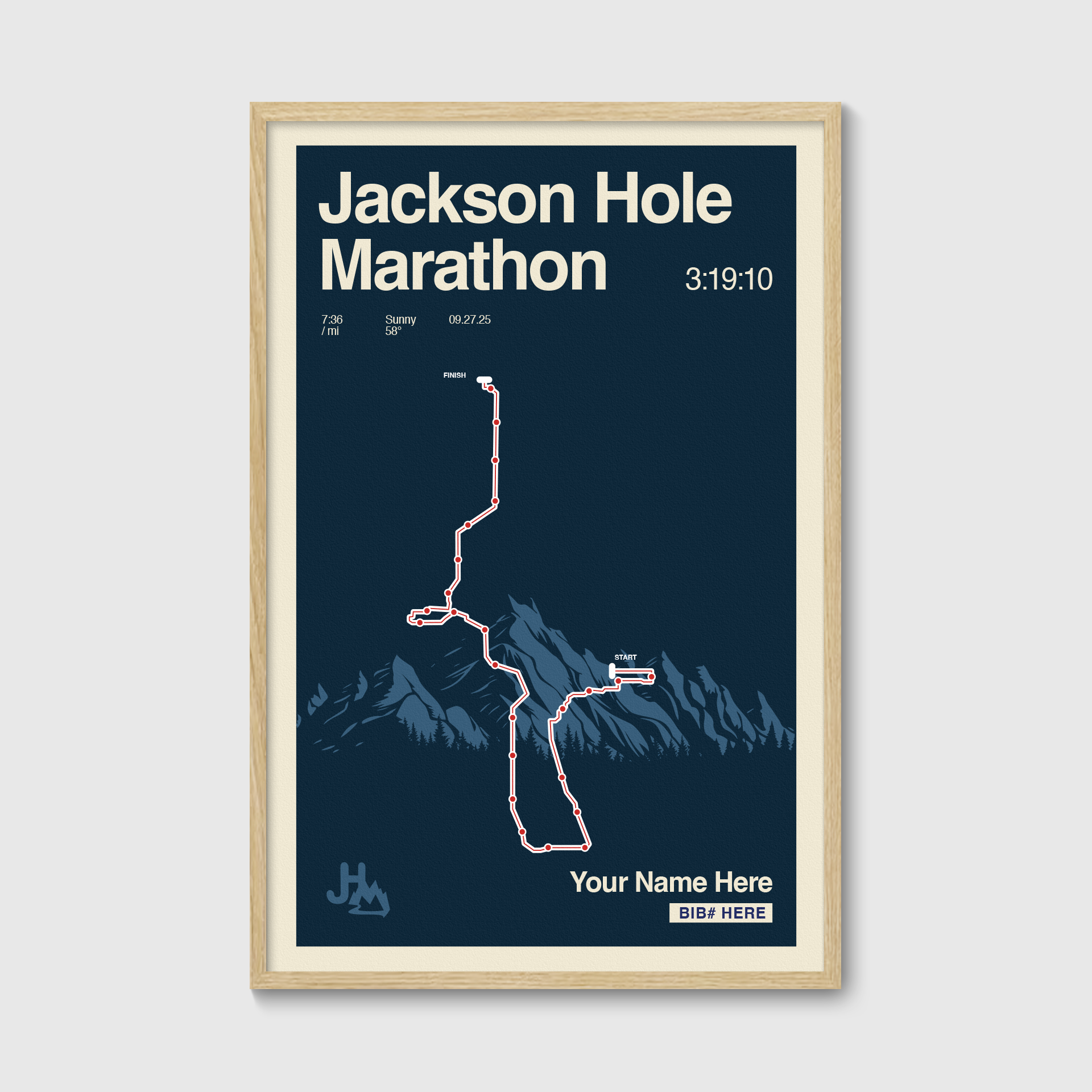 Jackson Hole Marathon Personalized Race Poster