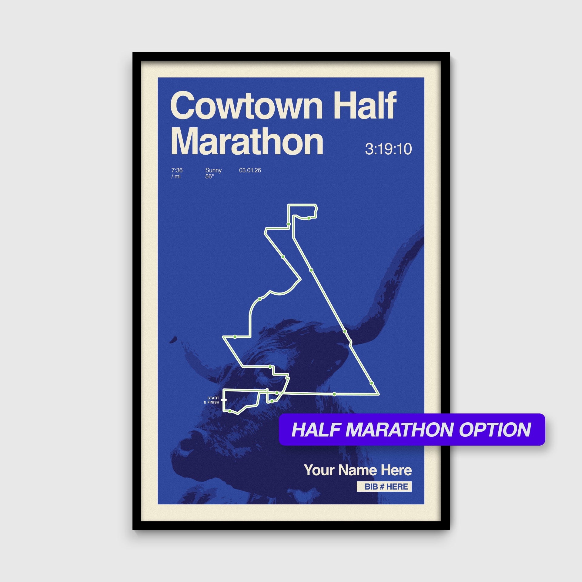 Cowtown Marathon Personalized Race Print