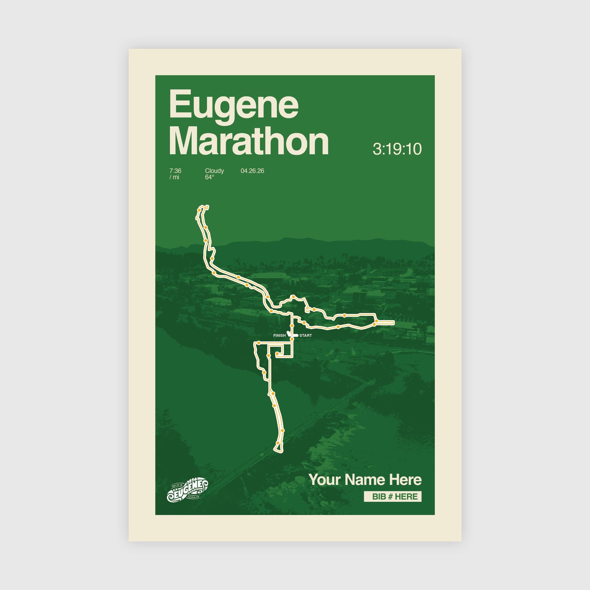 Eugene Marathon Personalized Race Print