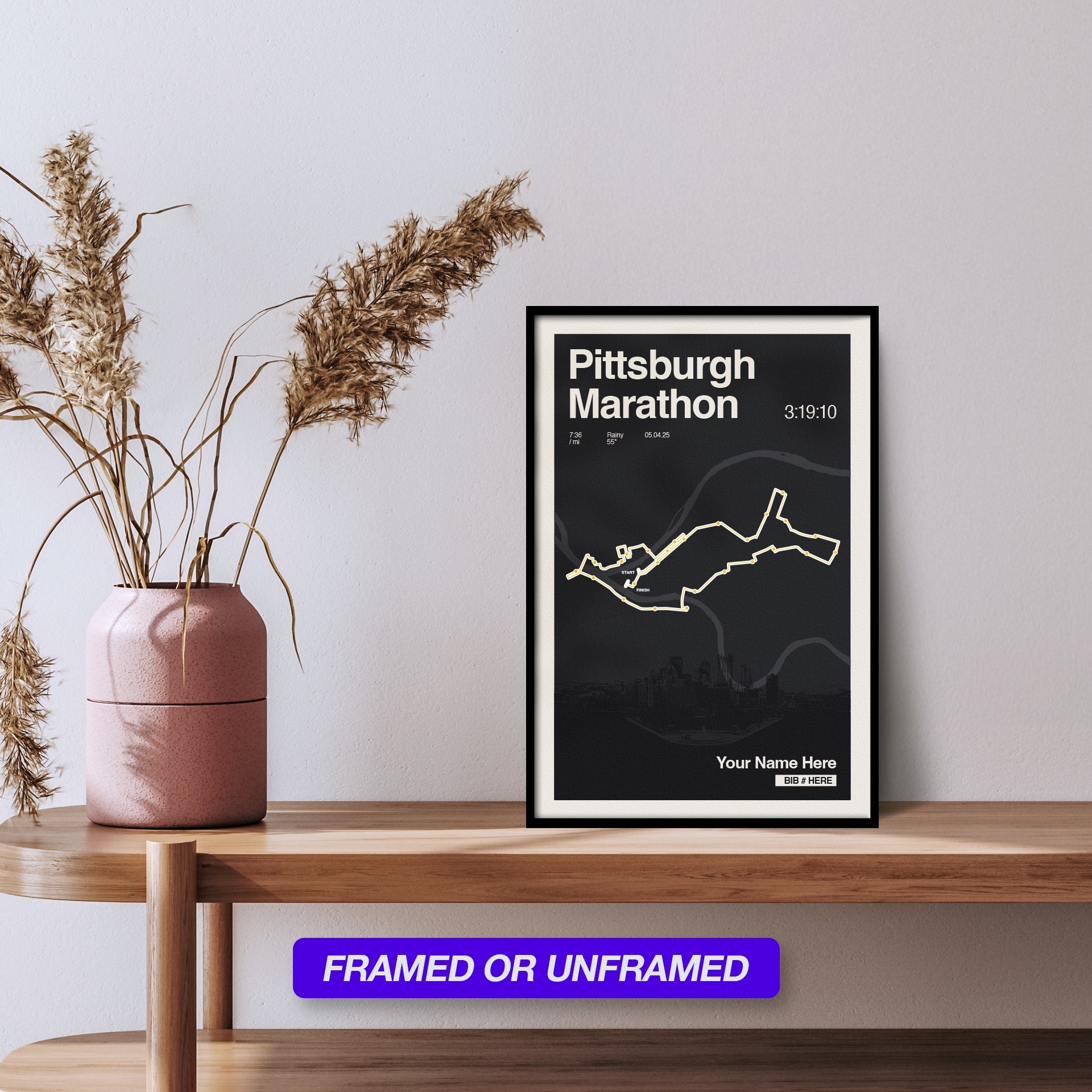 Pittsburg Marathon Personalized Race Print