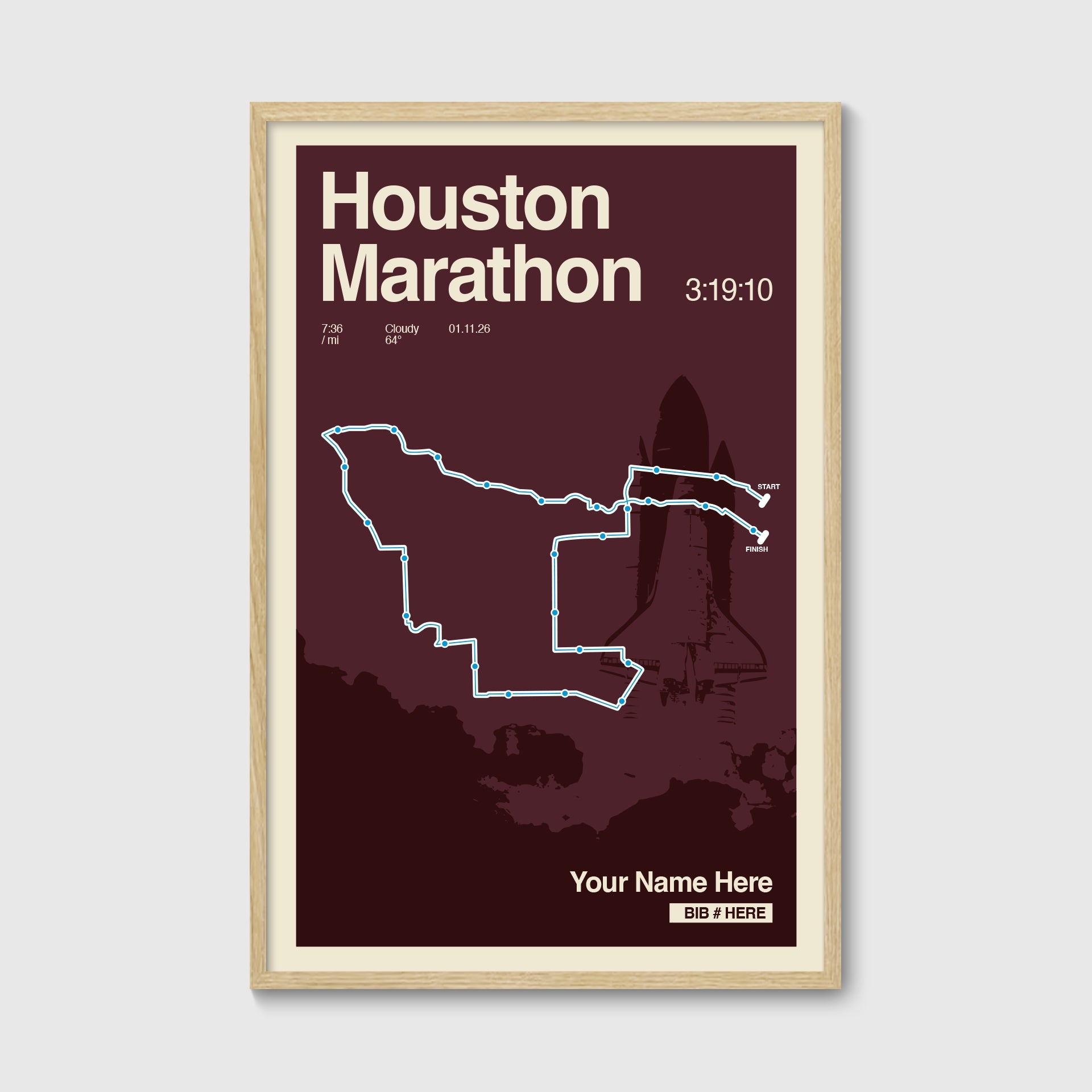Houston Marathon Personalized Race Print