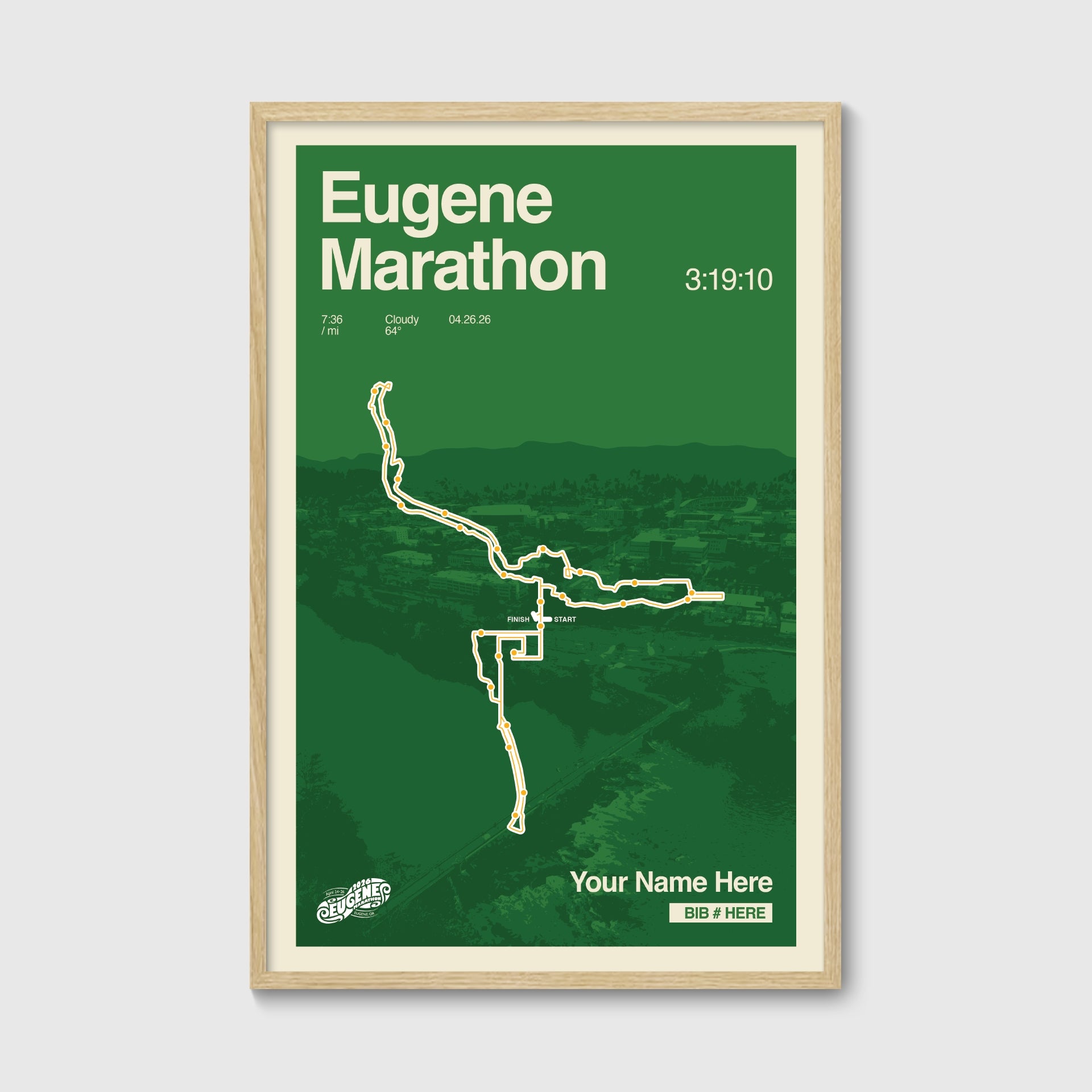 Eugene Marathon Personalized Race Print