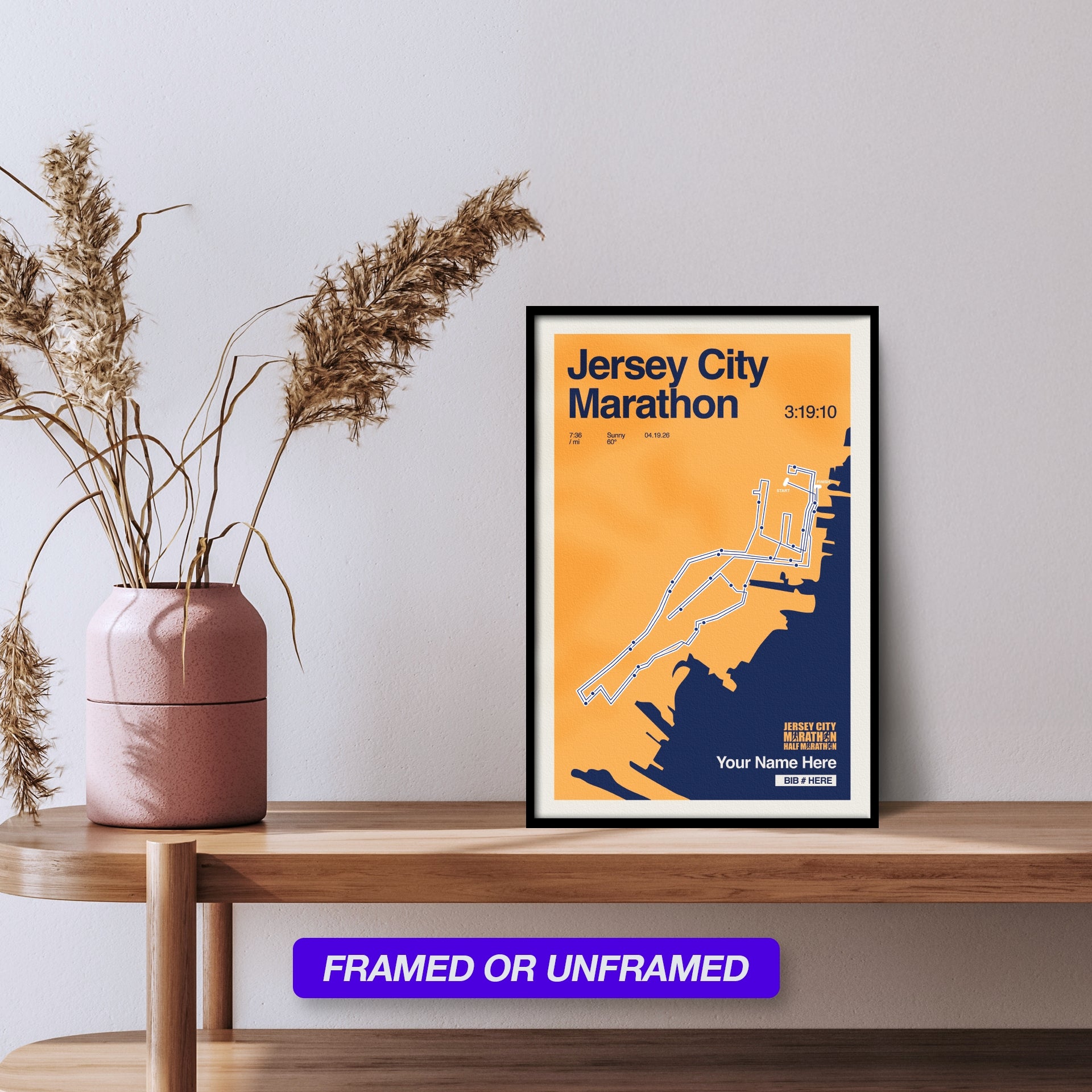 Jersey City Marathon Personalized Race Print