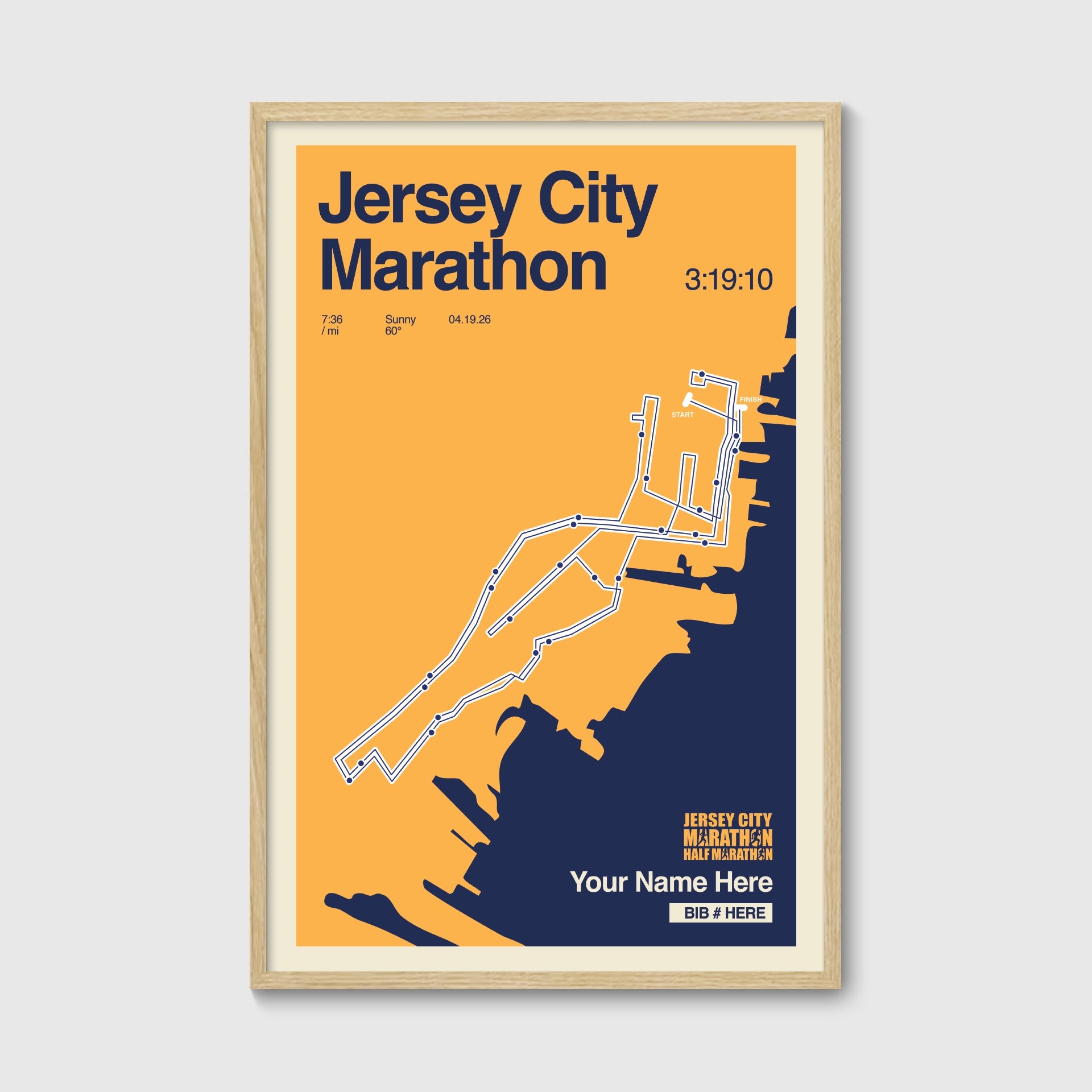 Jersey City Marathon Personalized Race Print