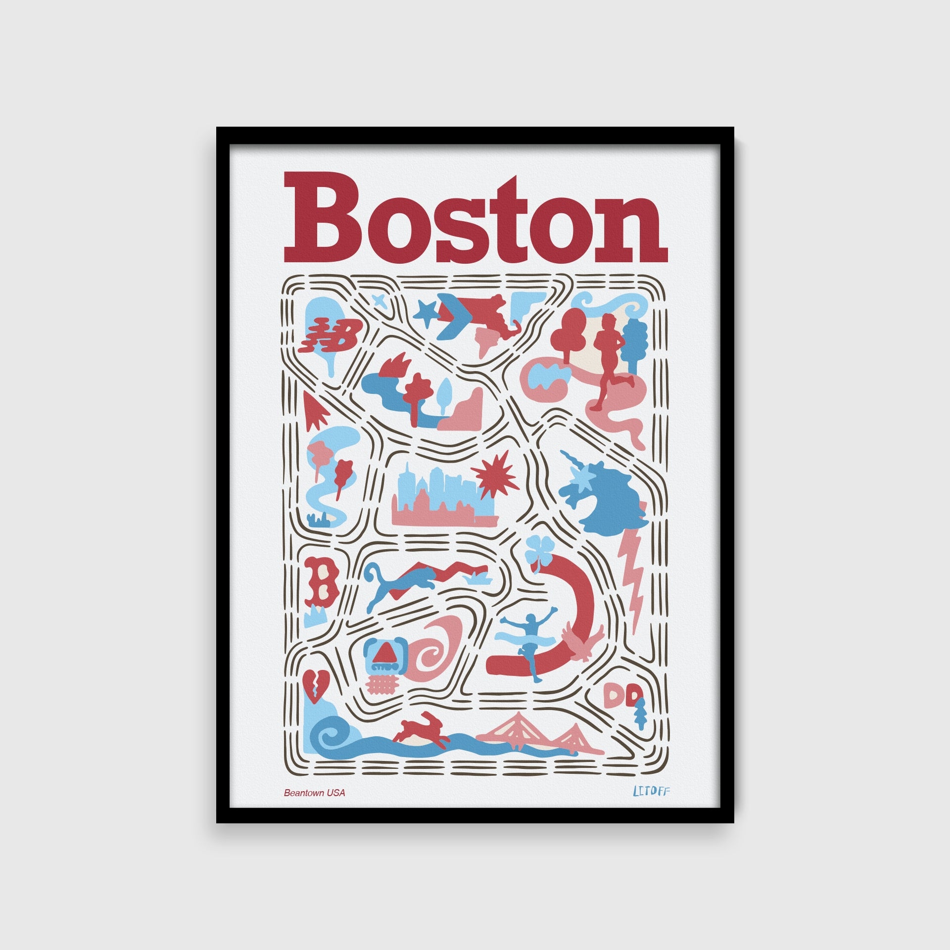 Boston, MA Running Map Print | Litoff Studios x Trackstar