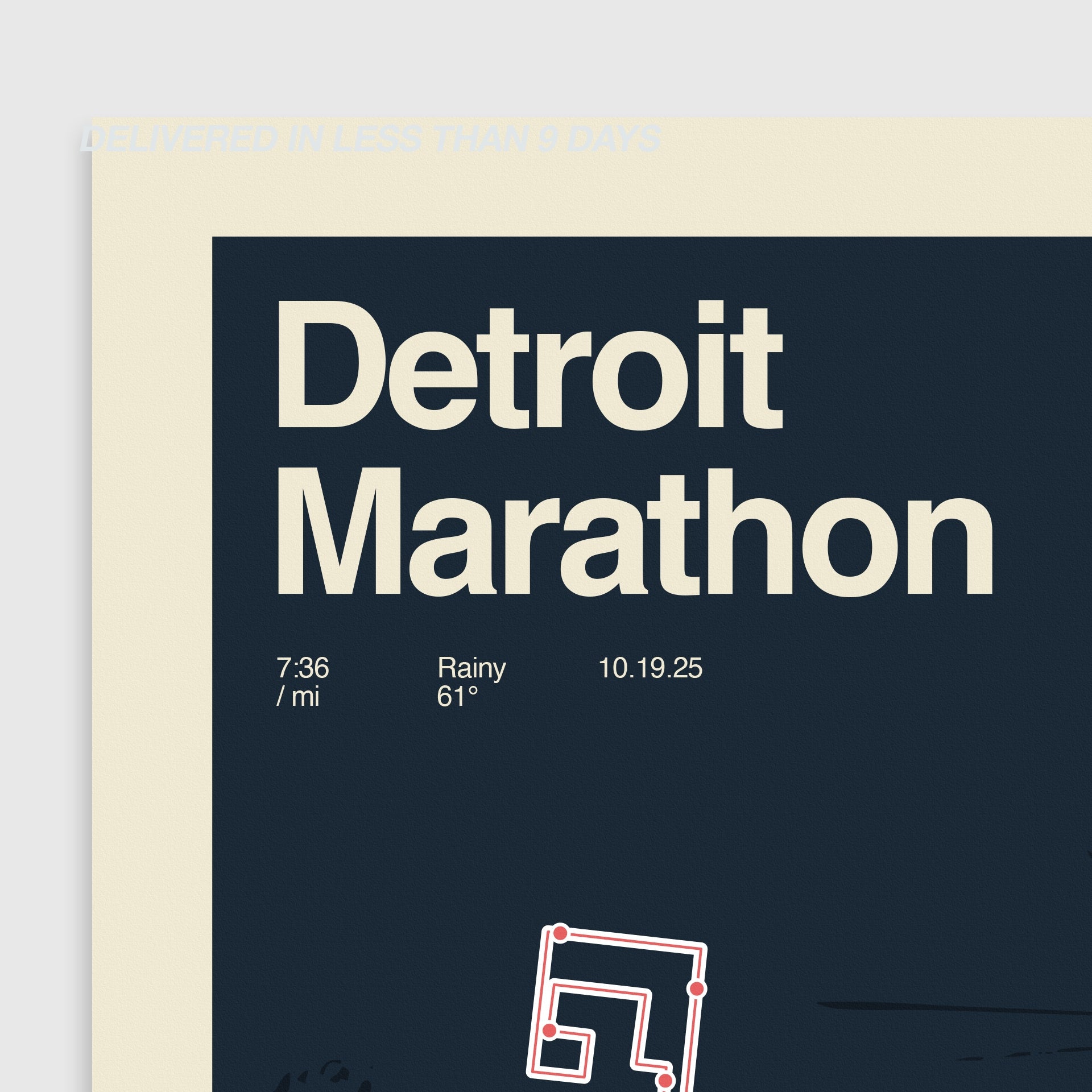 Detroit Marathon Personalized Race Print
