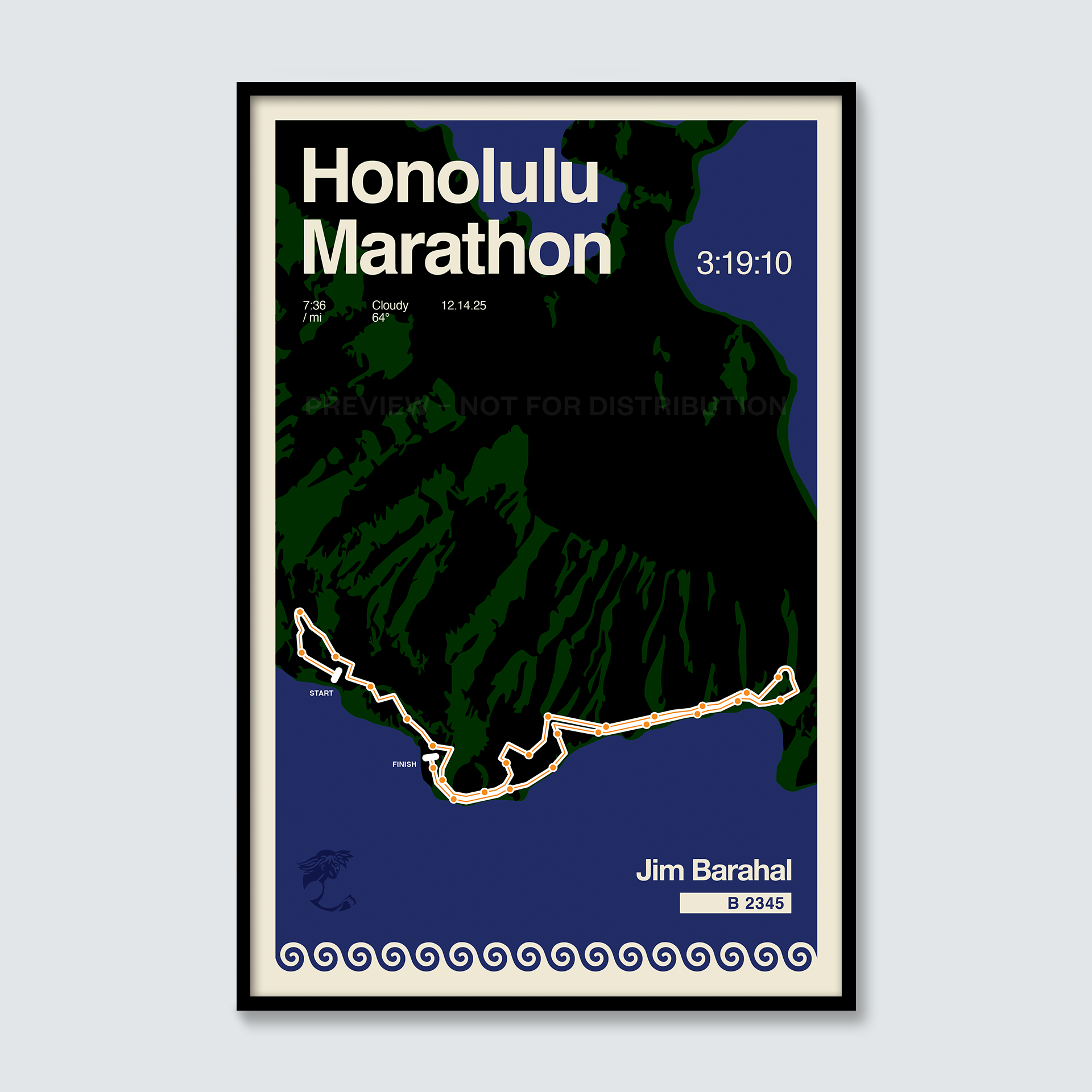 Honolulu Marathon Personalized Race Poster