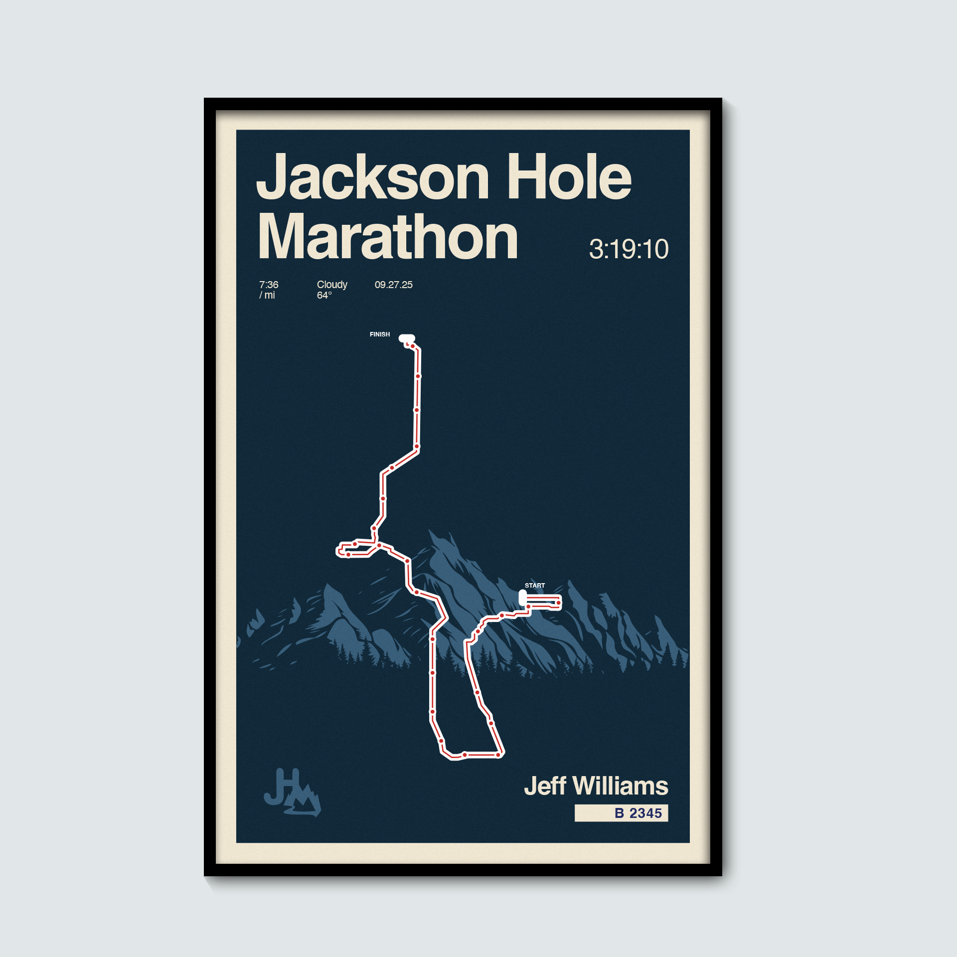 Jackson Hole Marathon Personalized Race Poster