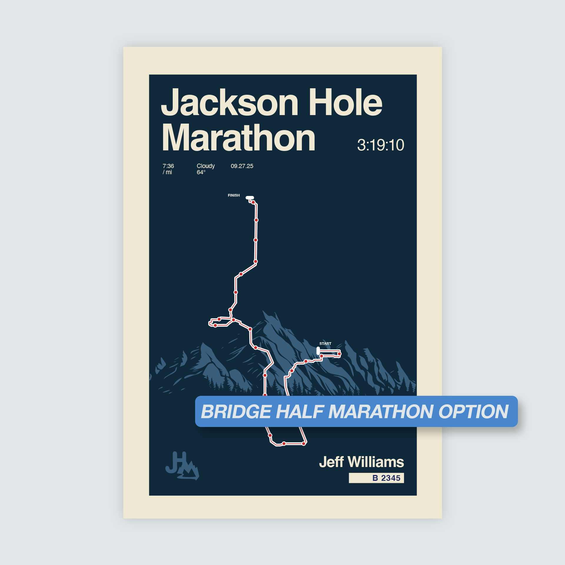 Jackson Hole Marathon Personalized Race Poster