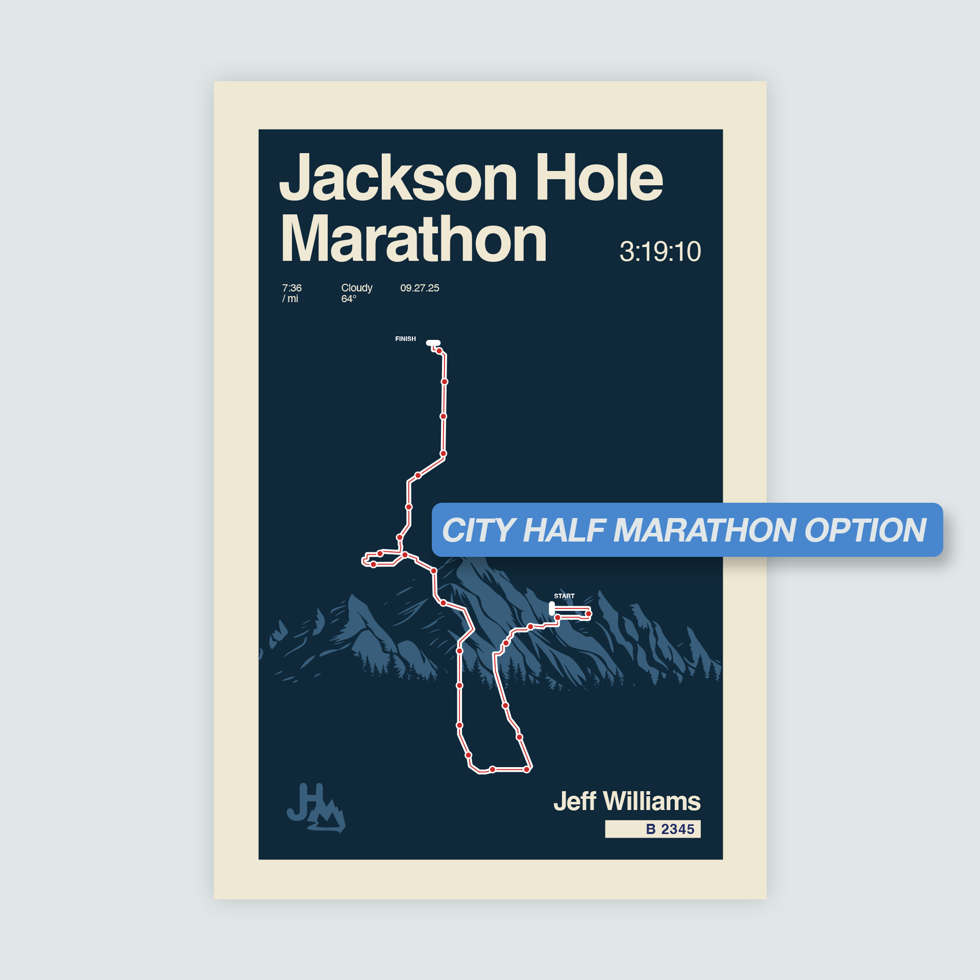 Jackson Hole Marathon Personalized Race Poster