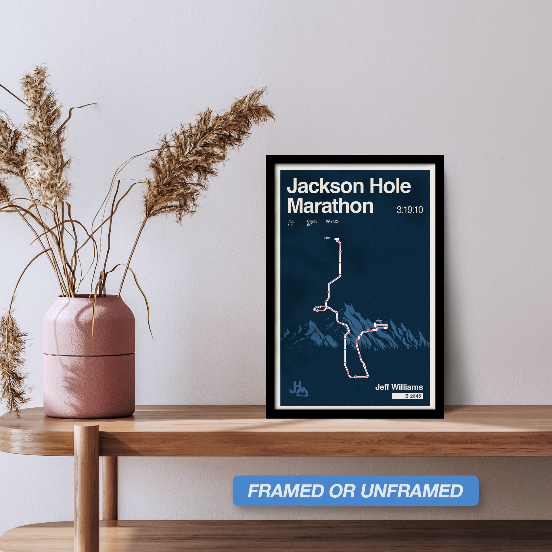 Jackson Hole Marathon Personalized Race Poster