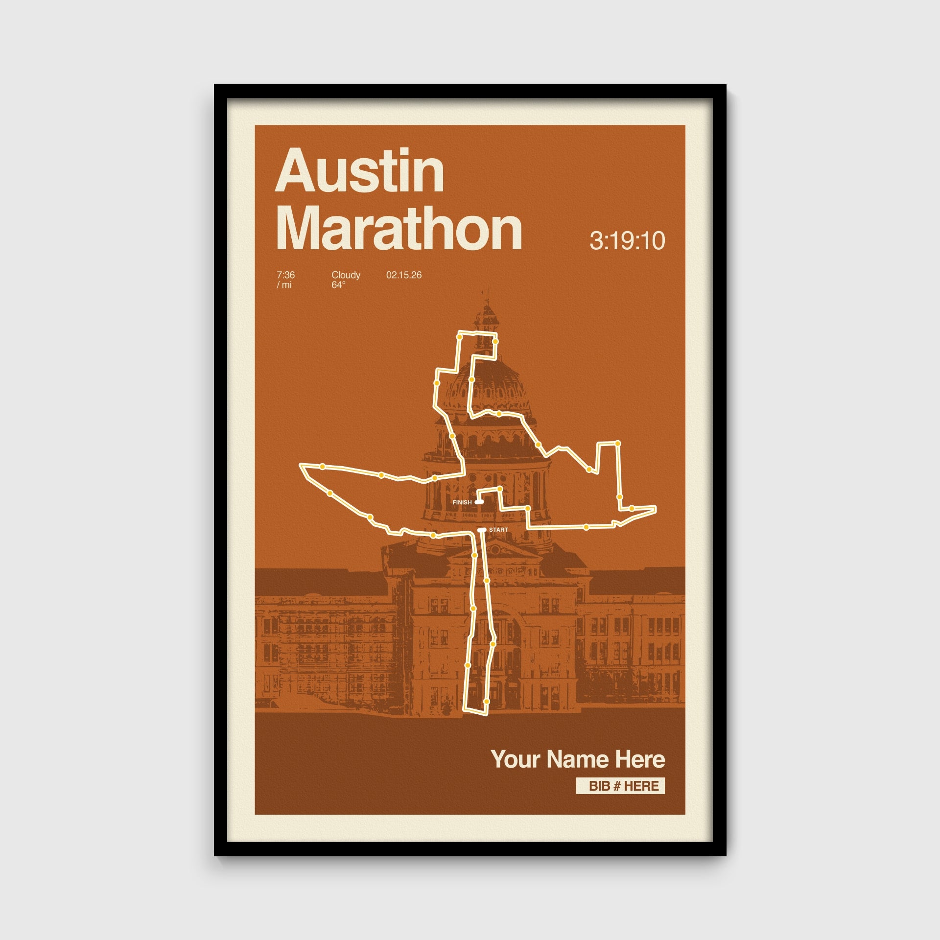 Austin Marathon Personalized Race Print