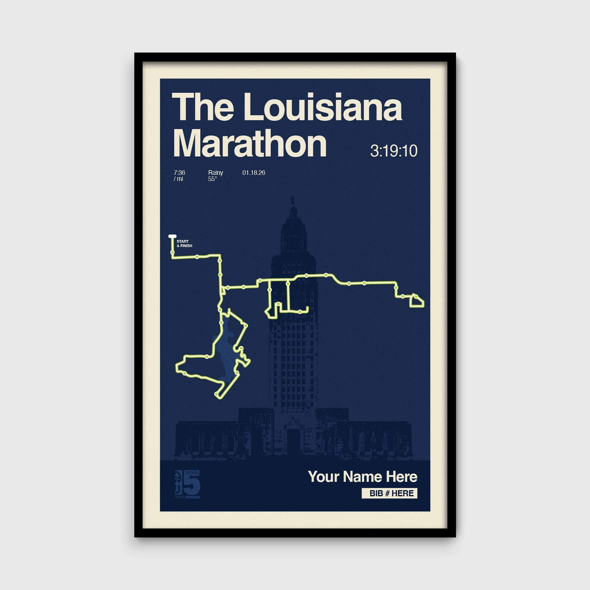 Louisiana Marathon Personalized Race Print