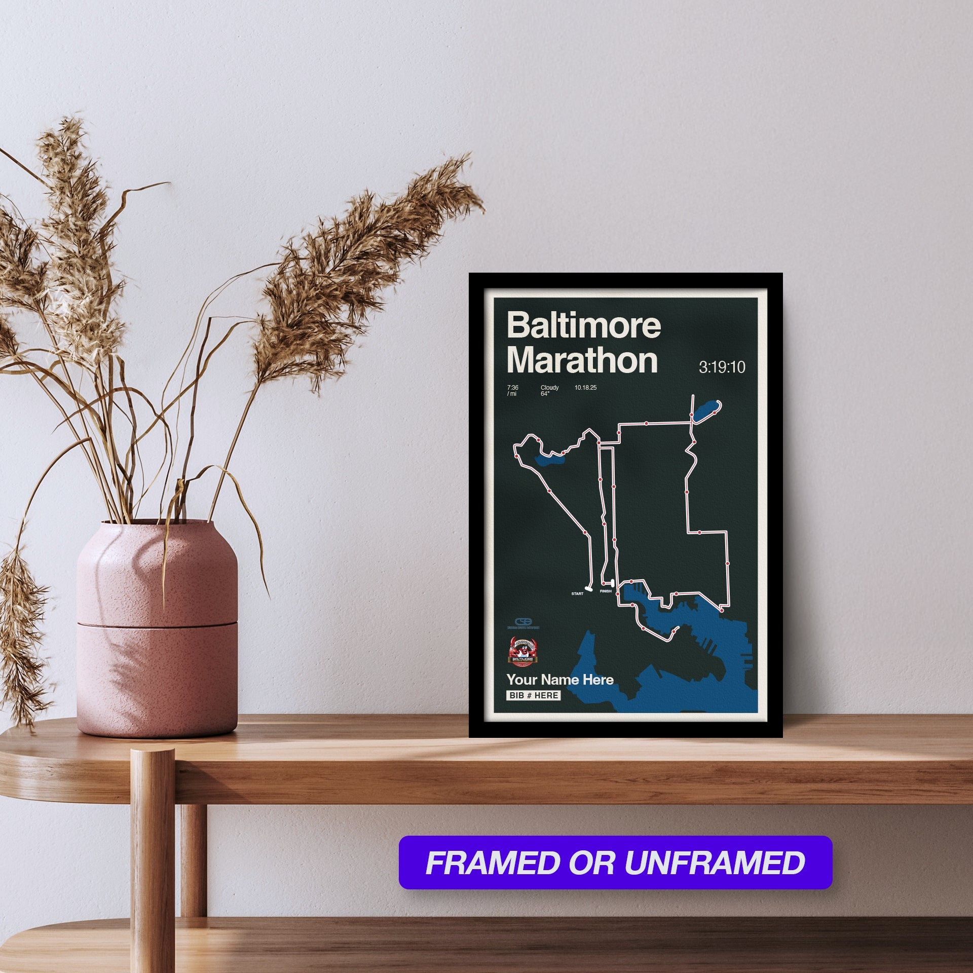 Baltimore Marathon Personalized Race Poster