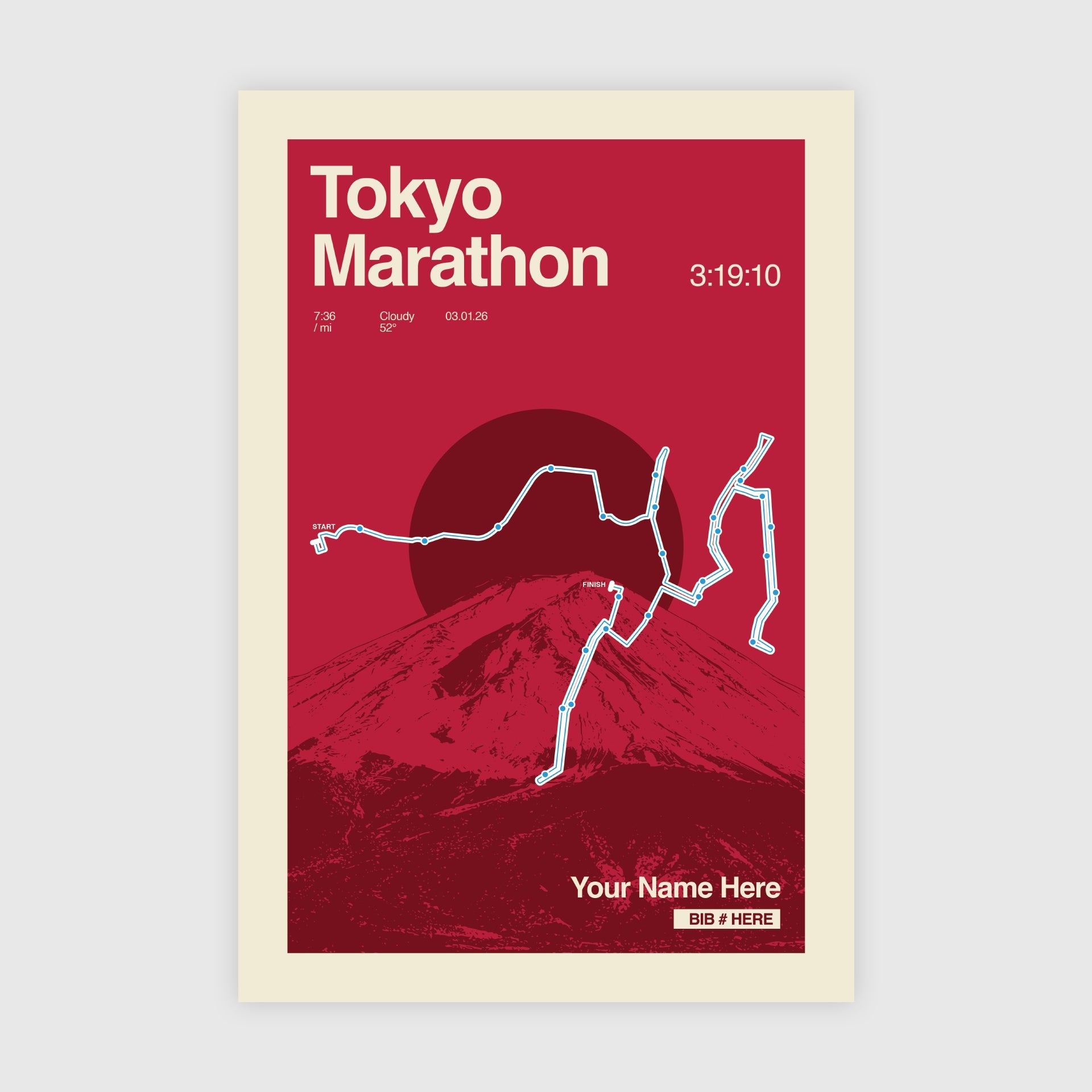 Tokyo Marathon Personalized Race Print