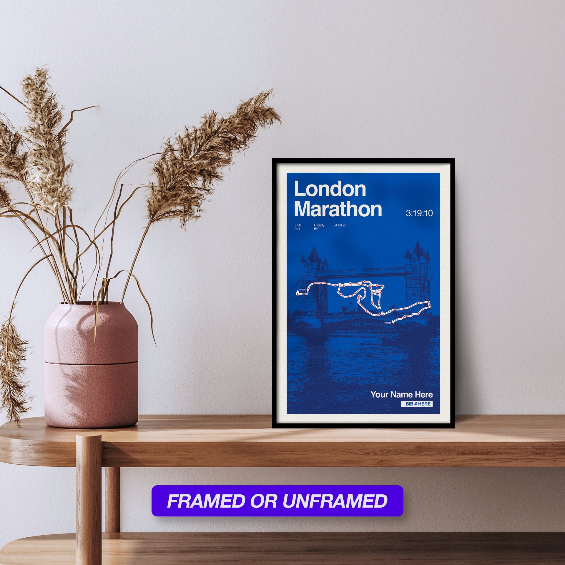 London Marathon Personalized Race Print