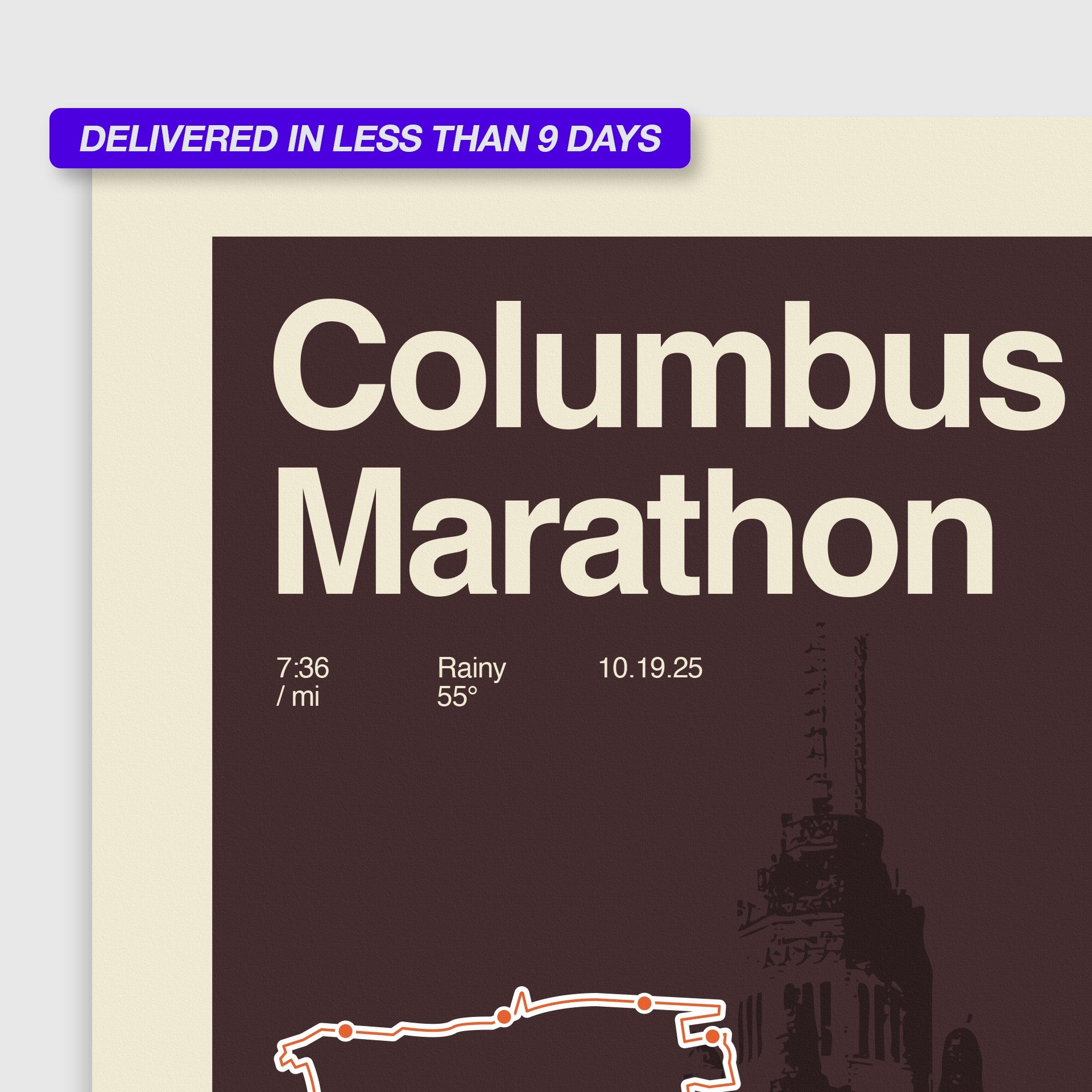 Columbus Marathon Personalized Race Print