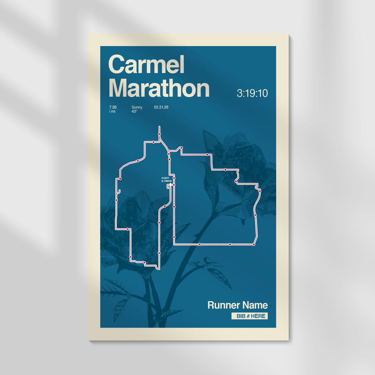 Carmel Marathon Personalized Race Print
