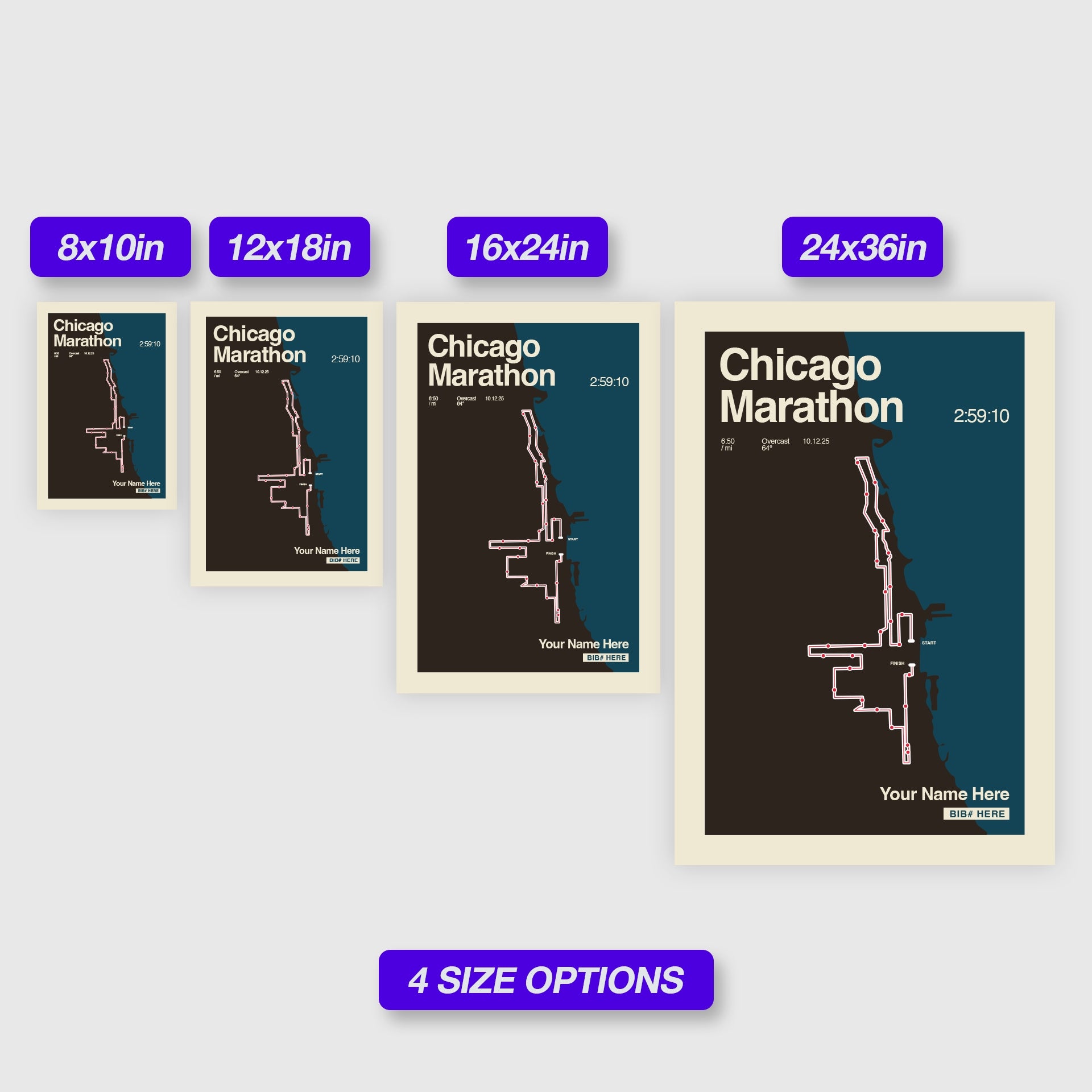 Chicago Marathon Personalized Race Poster