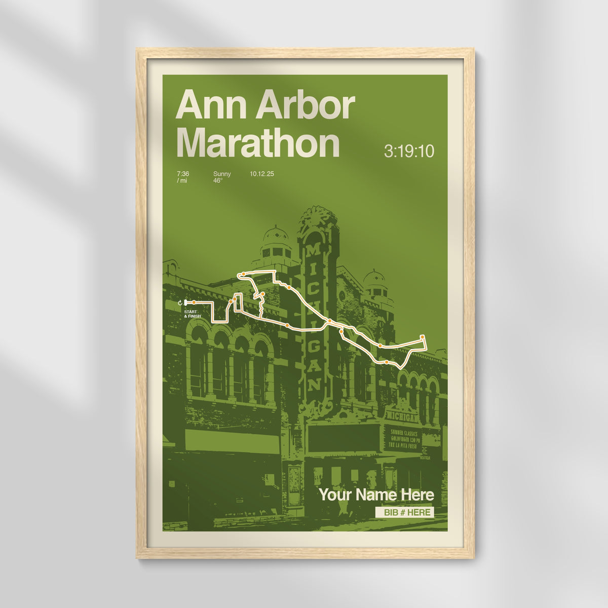 Ann Arbor Marathon Personalized Race Print