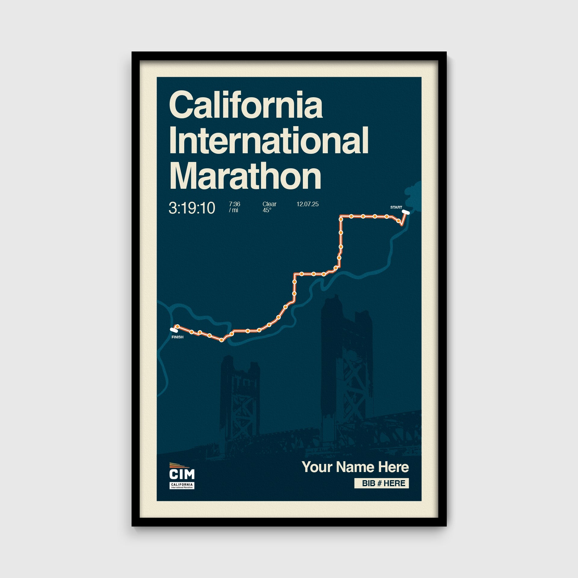 California International Marathon (CIM) Personalized Race Print
