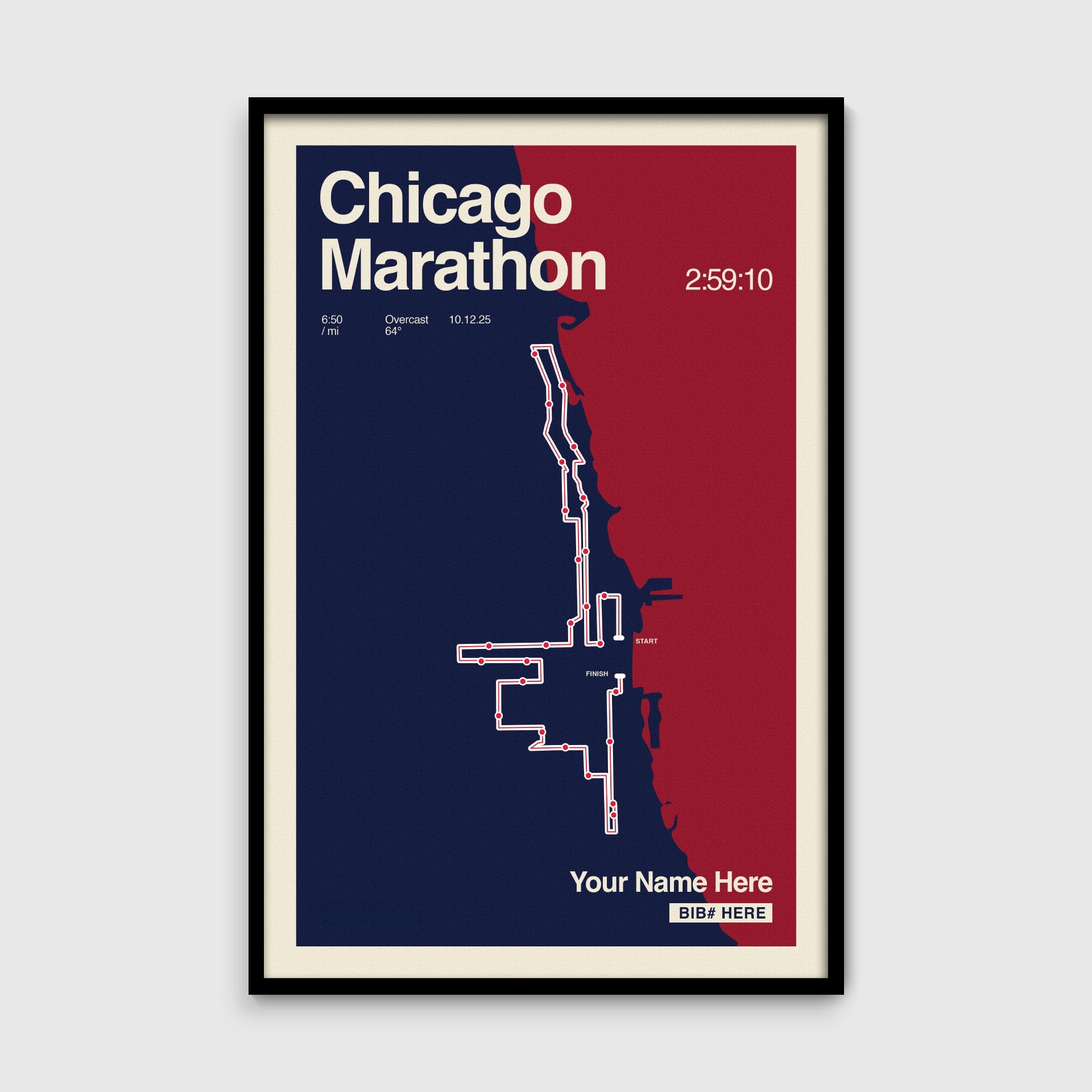 Chicago Marathon Personalized Race Print