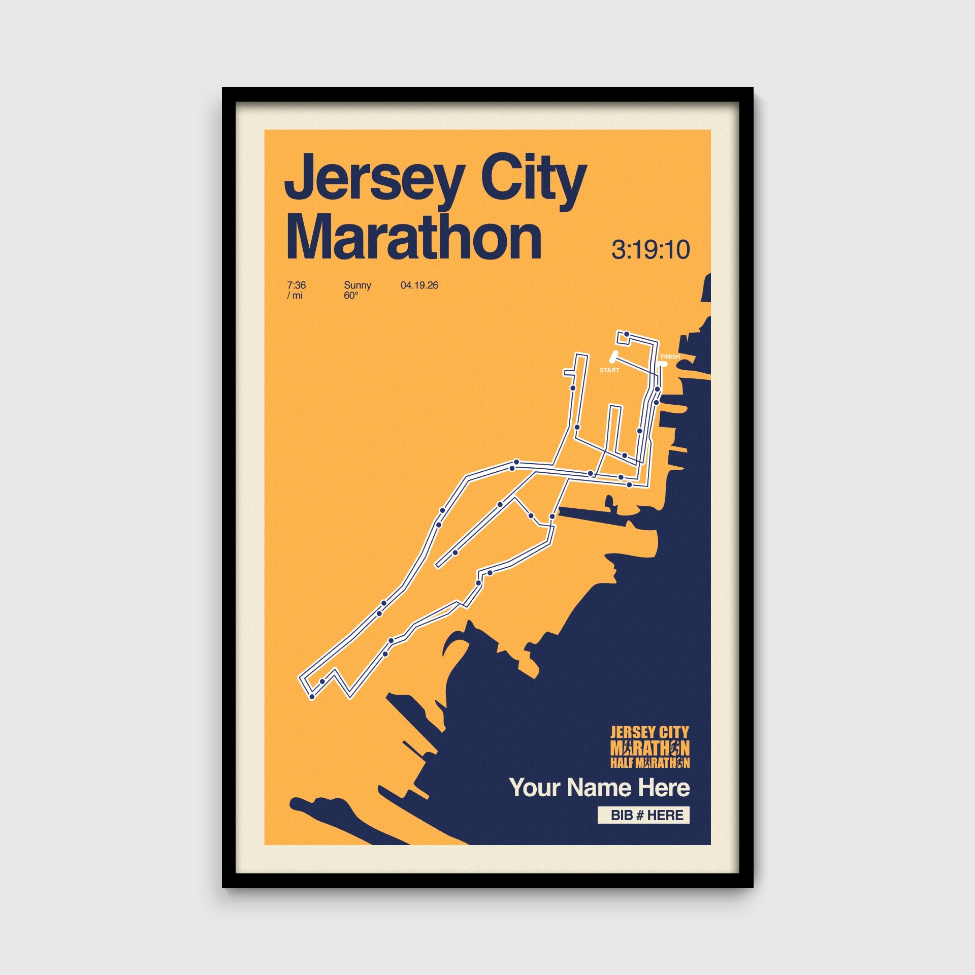 Jersey City Marathon Personalized Race Print