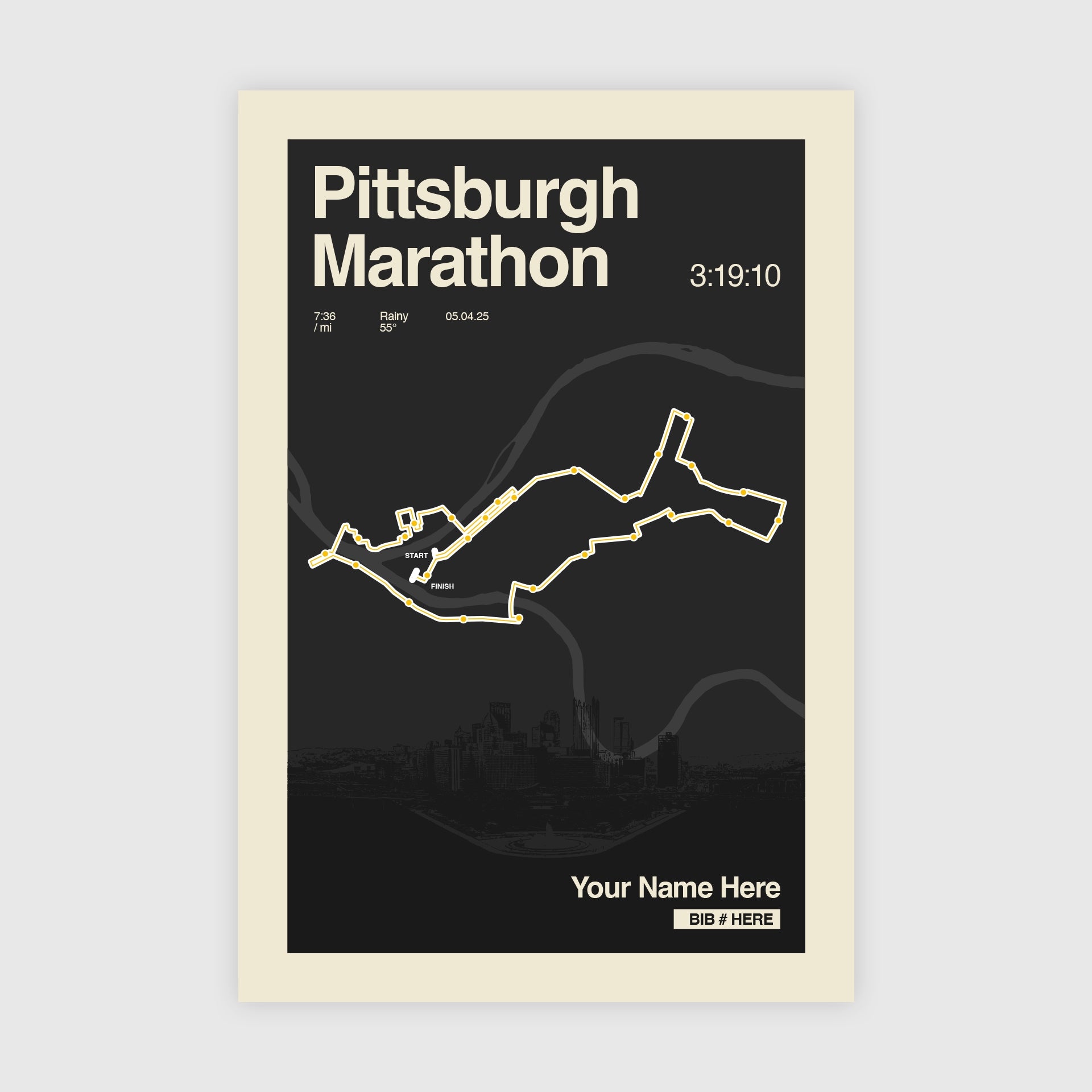 Pittsburg Marathon Personalized Race Print