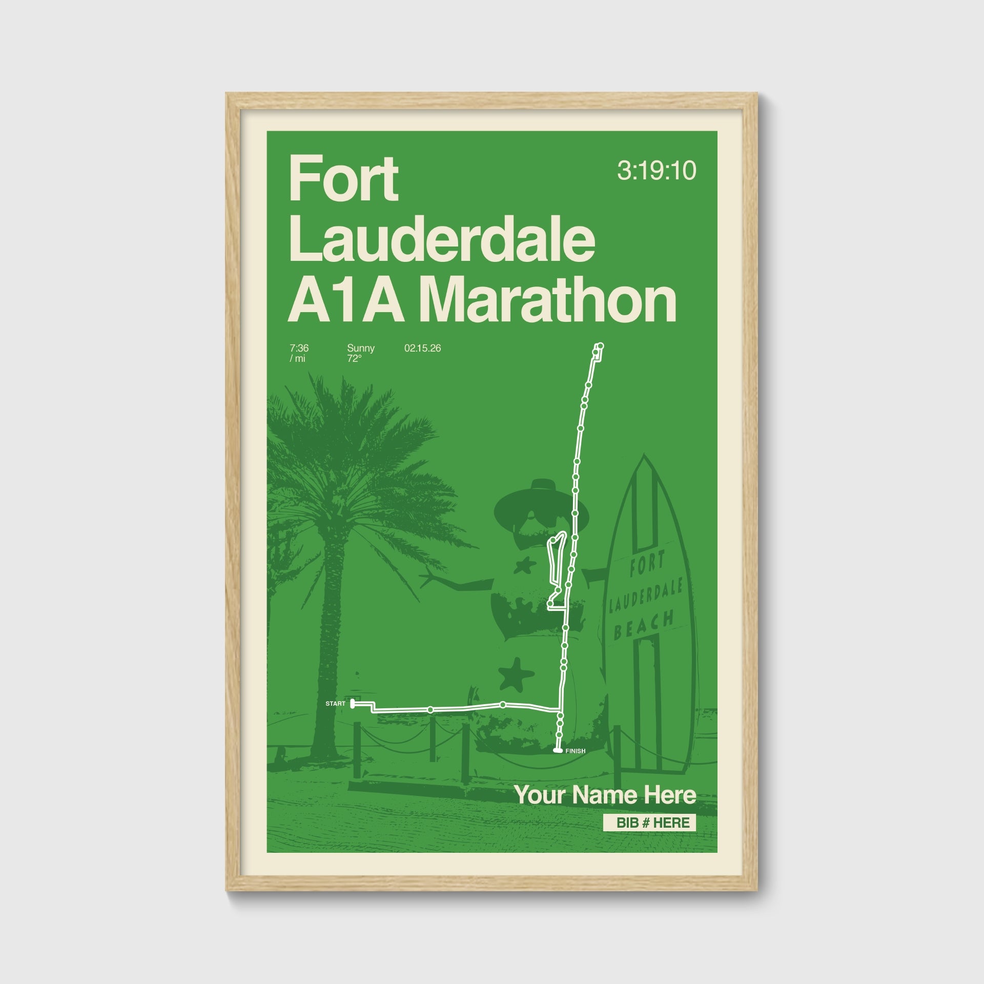 Ft. Lauderdale Marathon Personalized Race Print