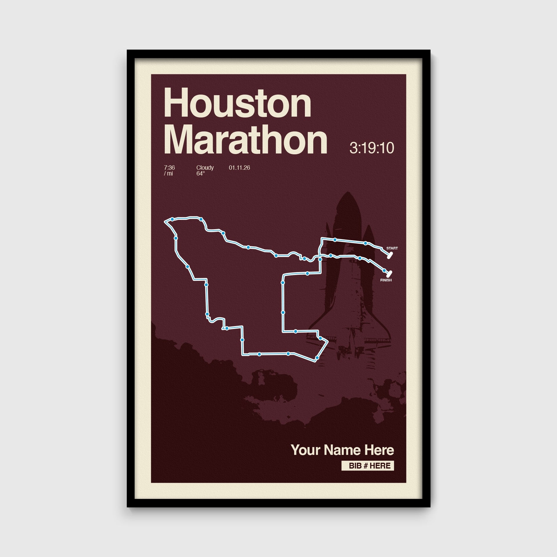 Houston Marathon Personalized Race Print