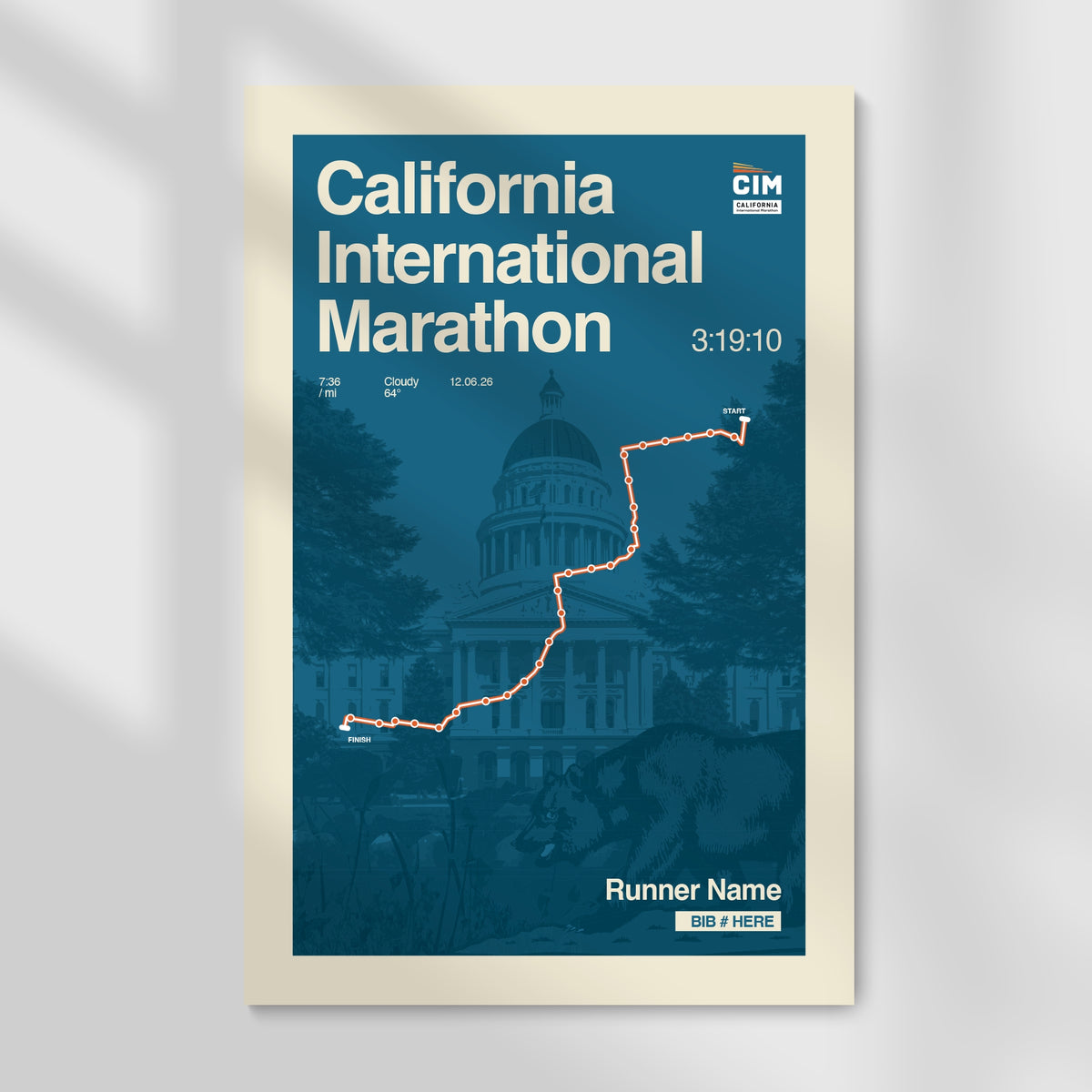 California International Marathon (CIM) Personalized Race Print