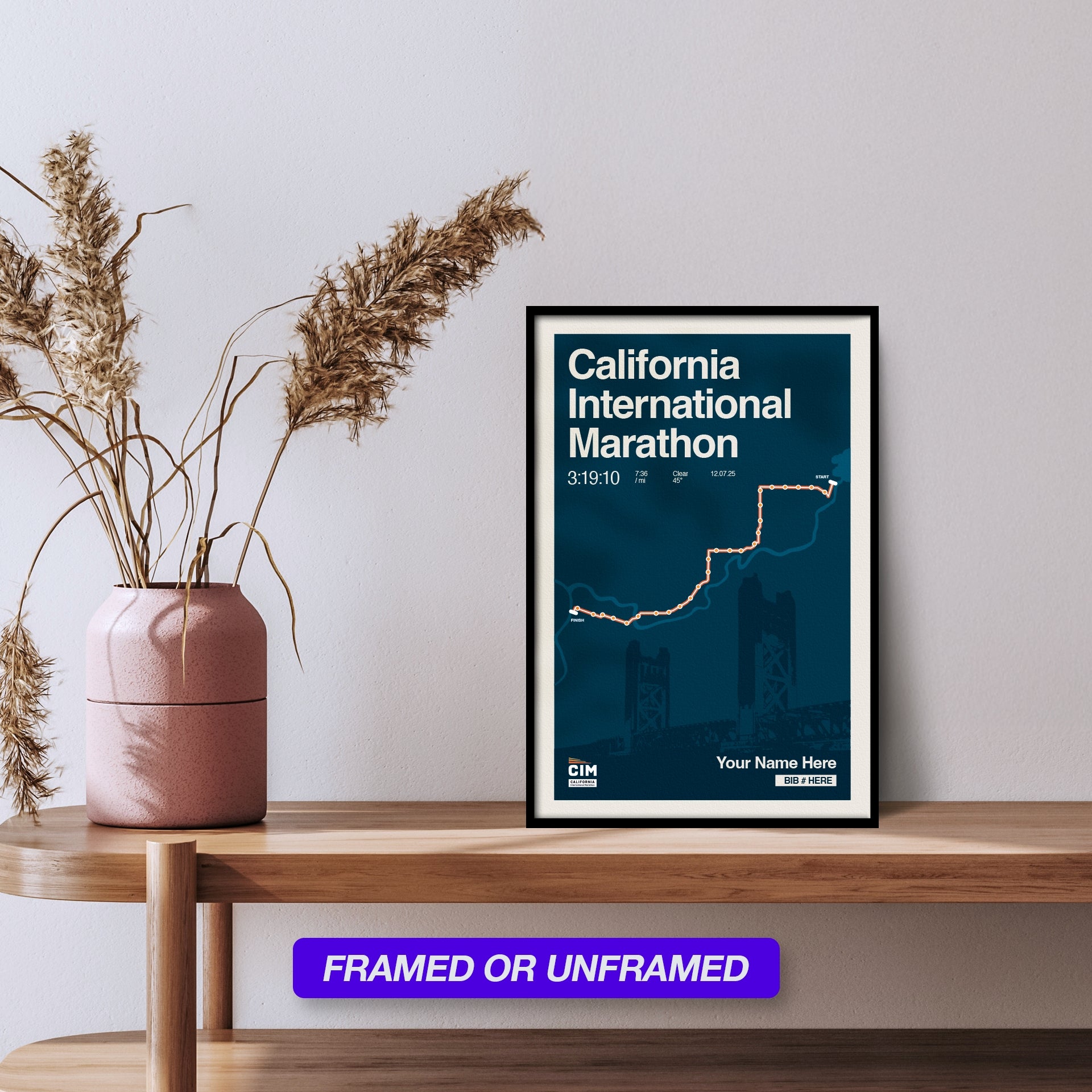 California International Marathon (CIM) Personalized Race Print