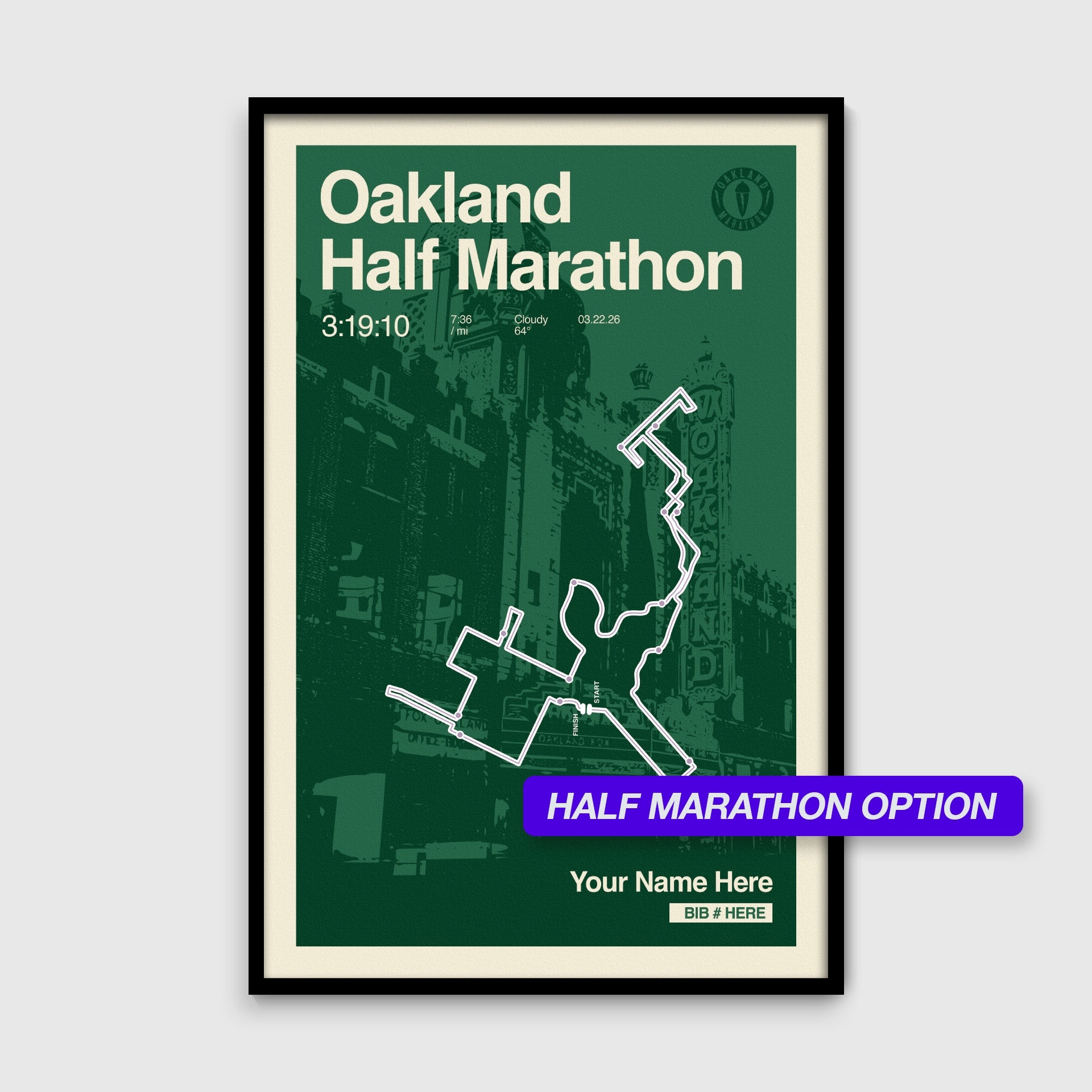 Oakland Marathon Personalized Race Print