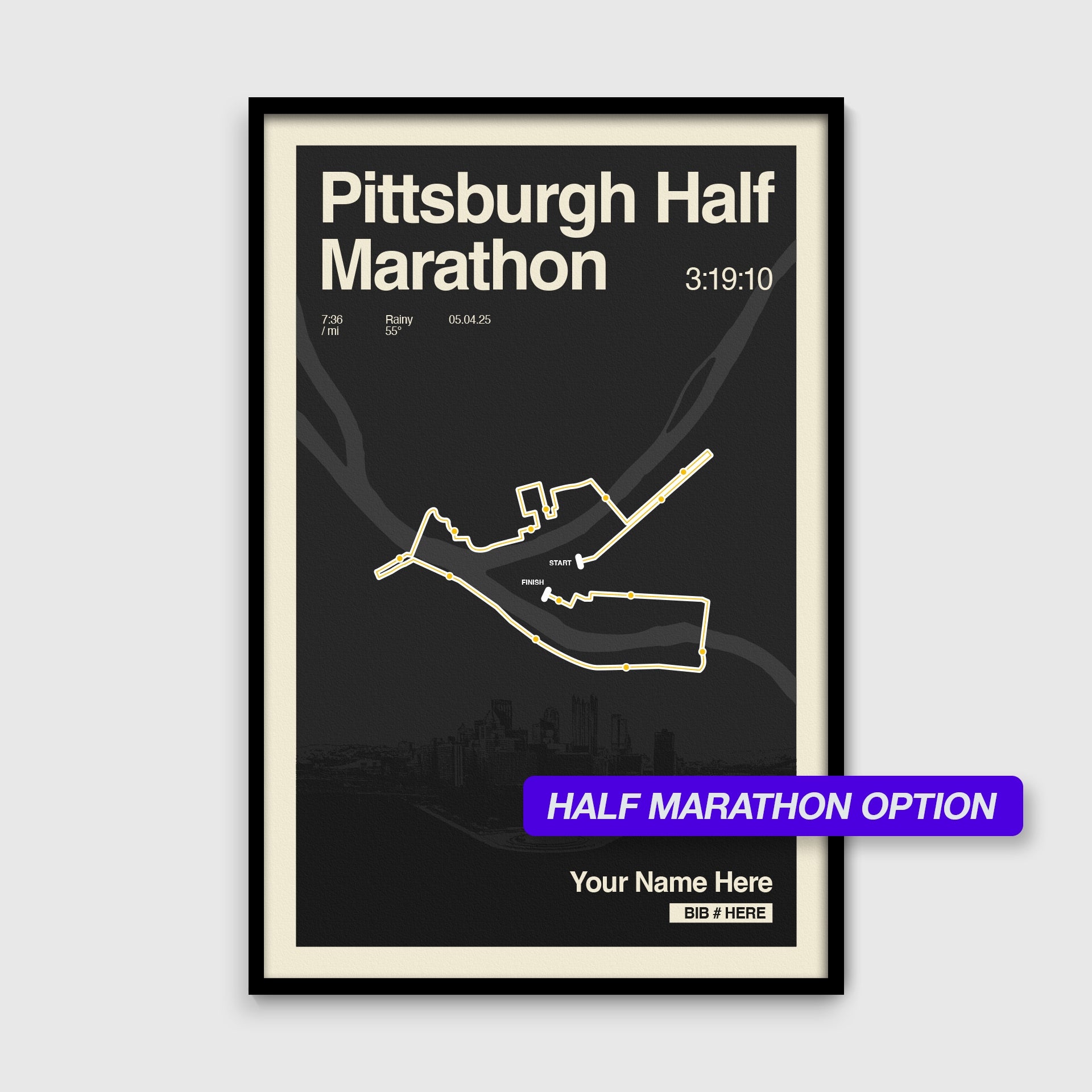 Pittsburg Marathon Personalized Race Print
