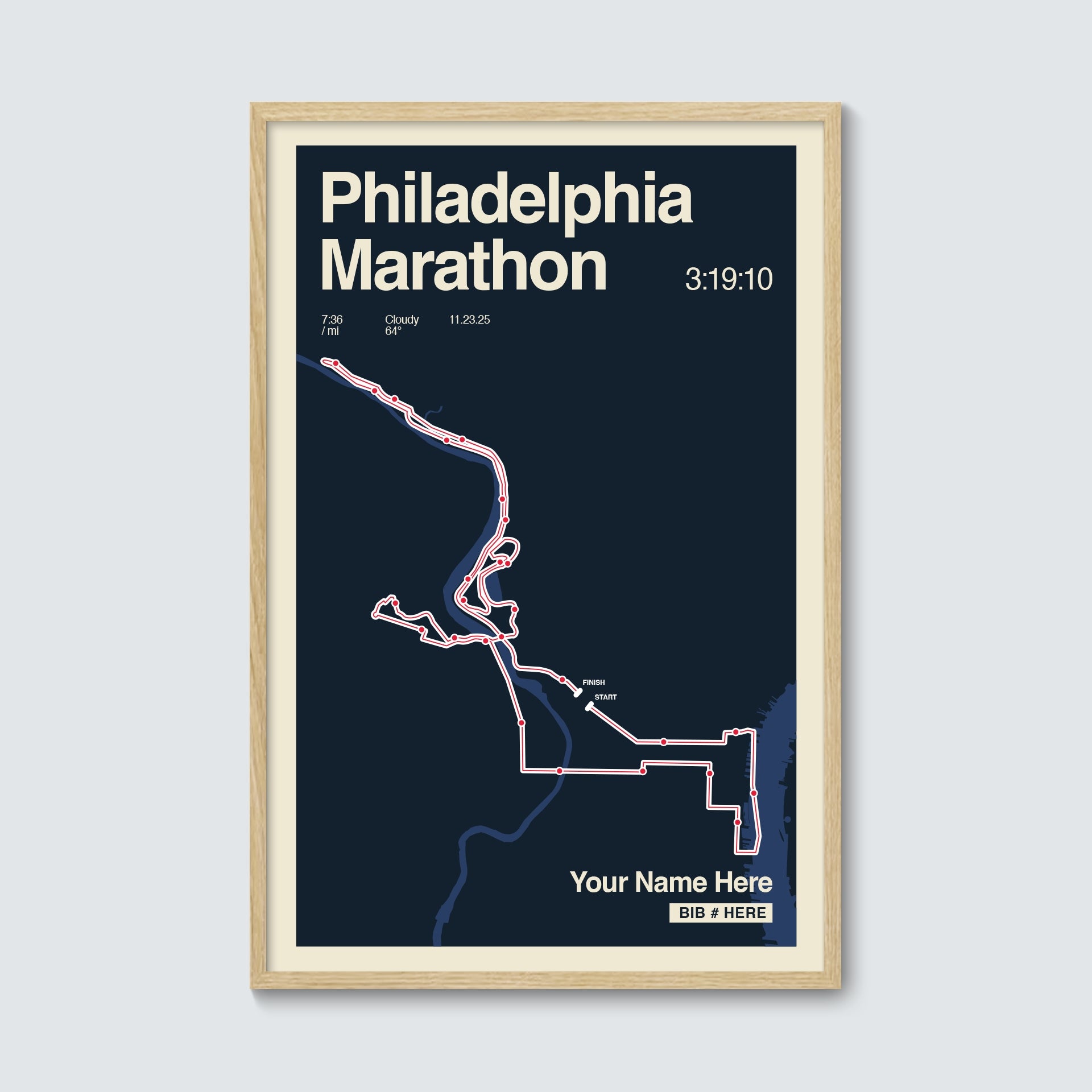 Philadelphia Marathon Personalized Race Print