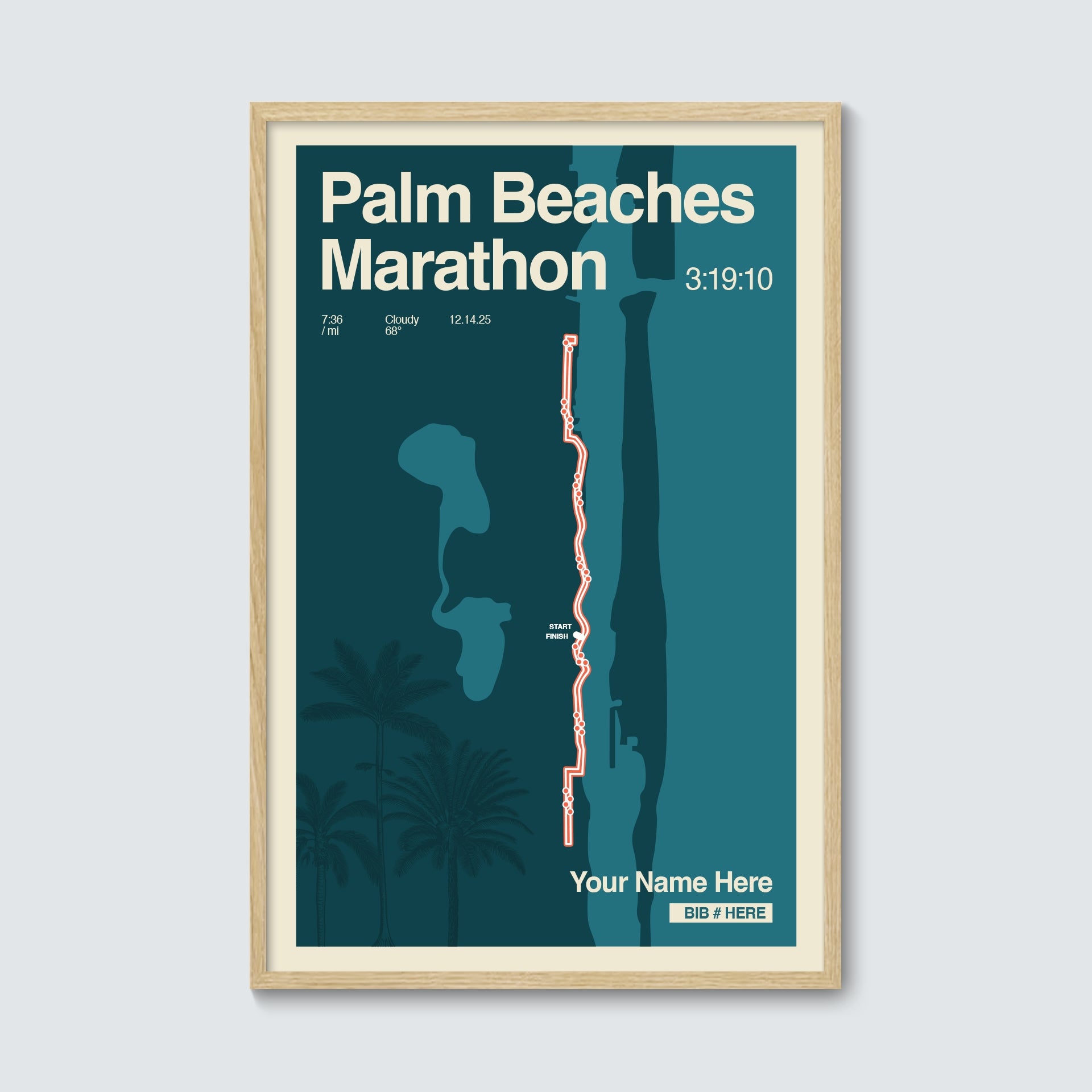 Palm Beaches Marathon Personalized Race Print