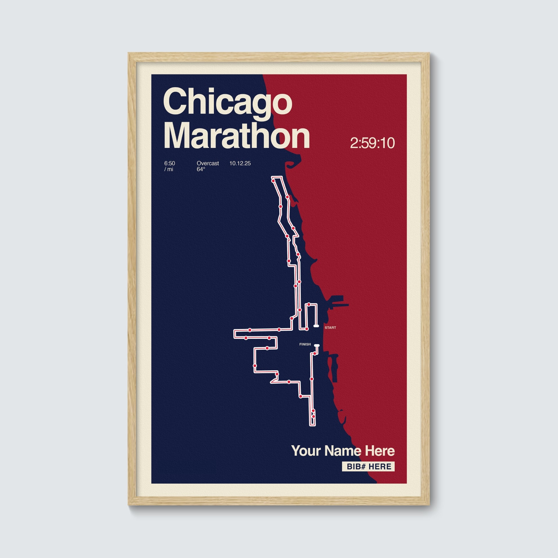 Chicago Marathon Personalized Race Print