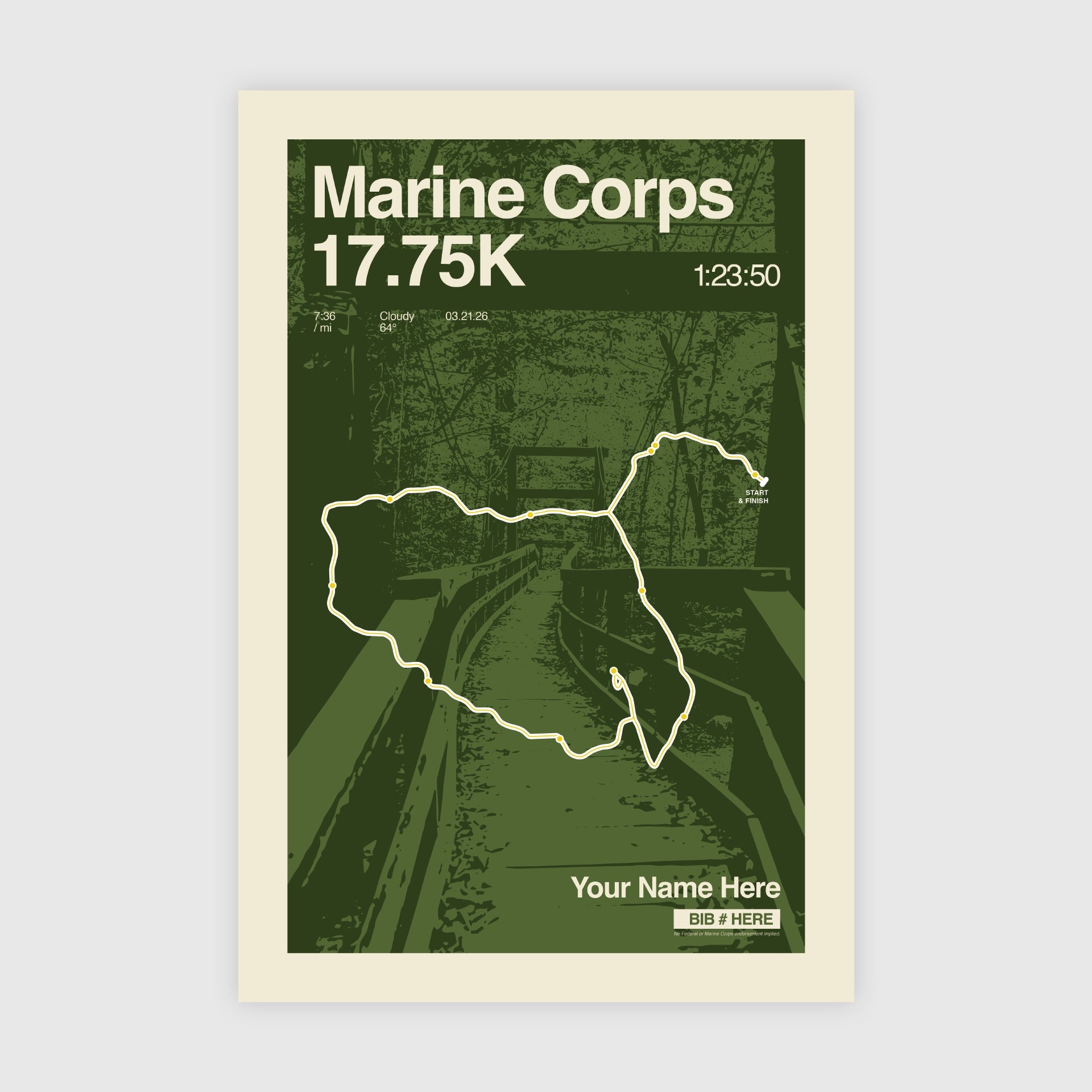 Marine Corps 17.75k Personalized Race Print
