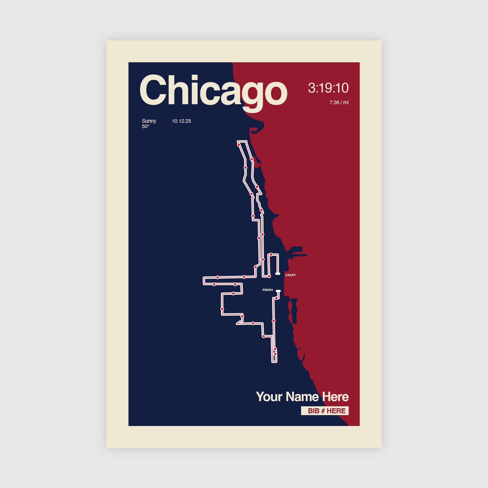 Personalized Chicago Race Print
