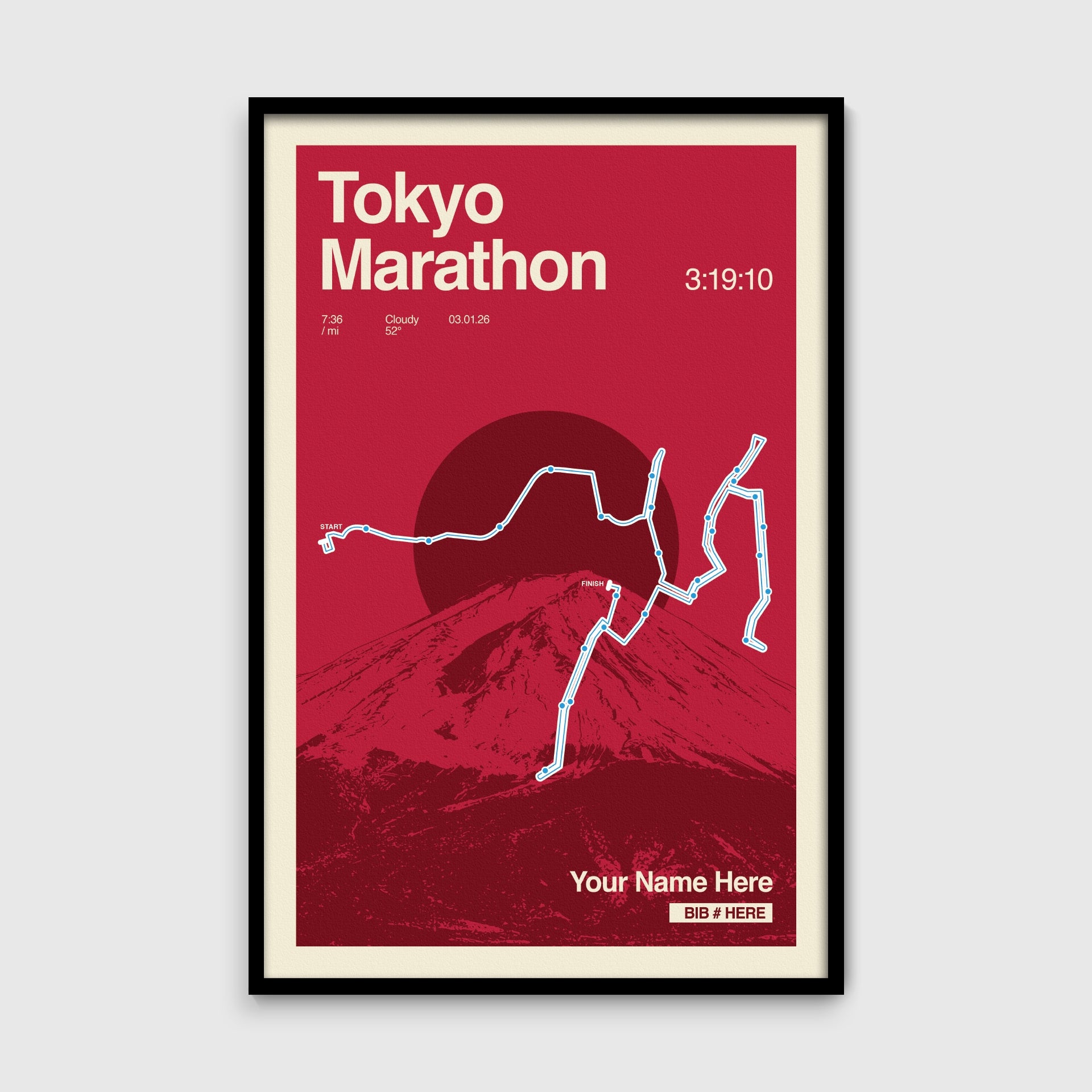 Tokyo Marathon Personalized Race Print