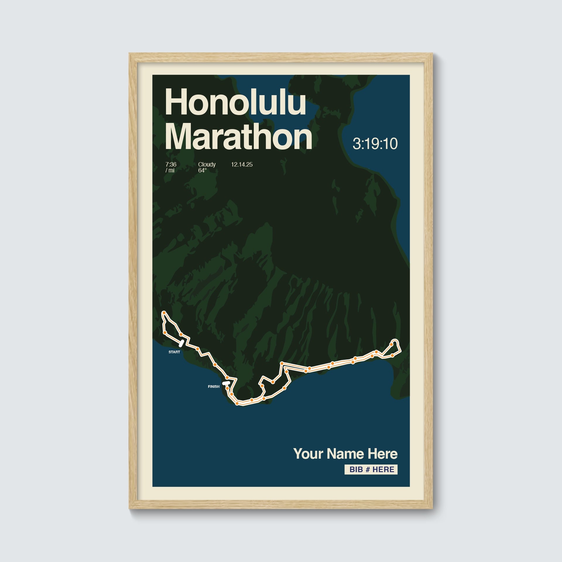 Honolulu Marathon Personalized Race Poster