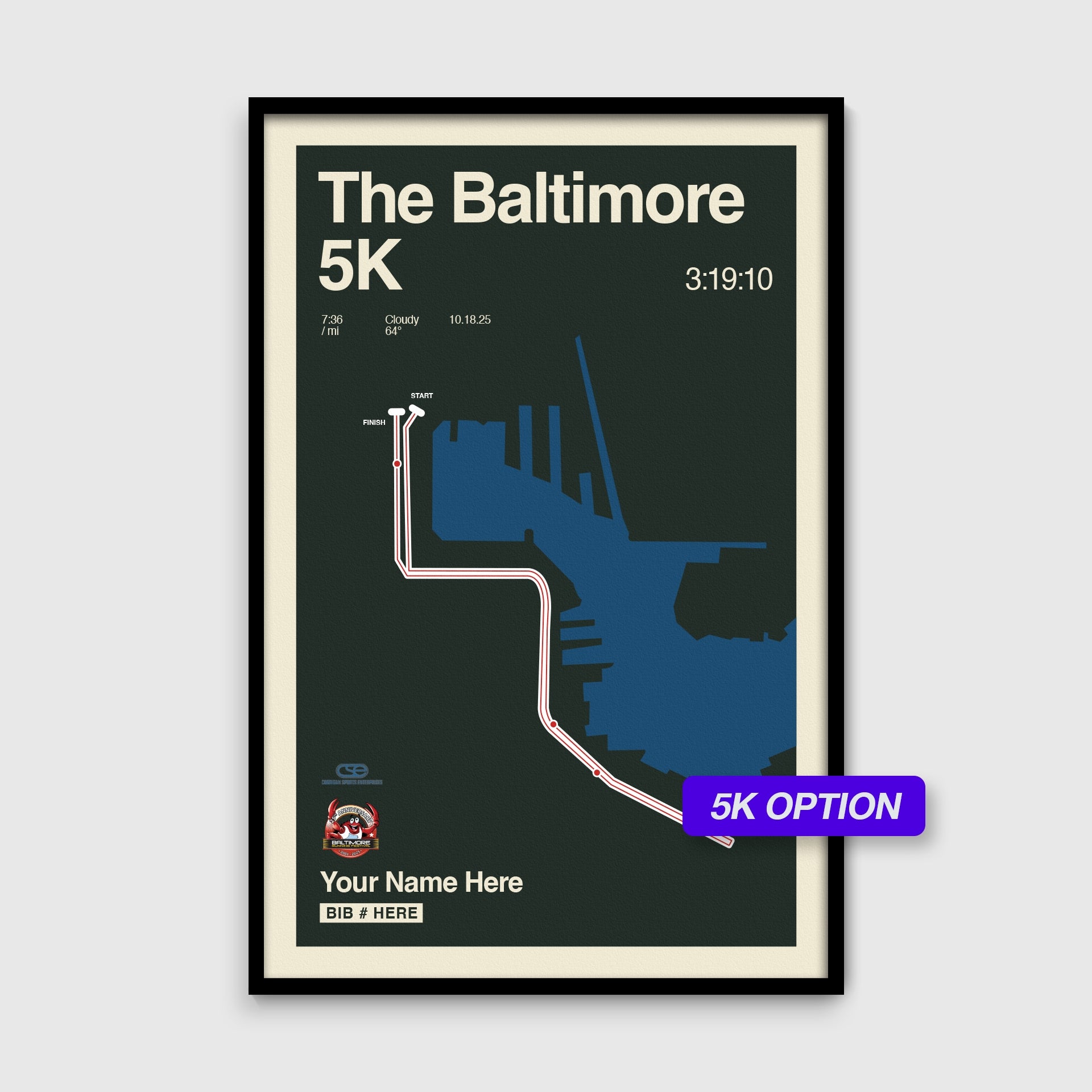 Baltimore Marathon Personalized Race Poster