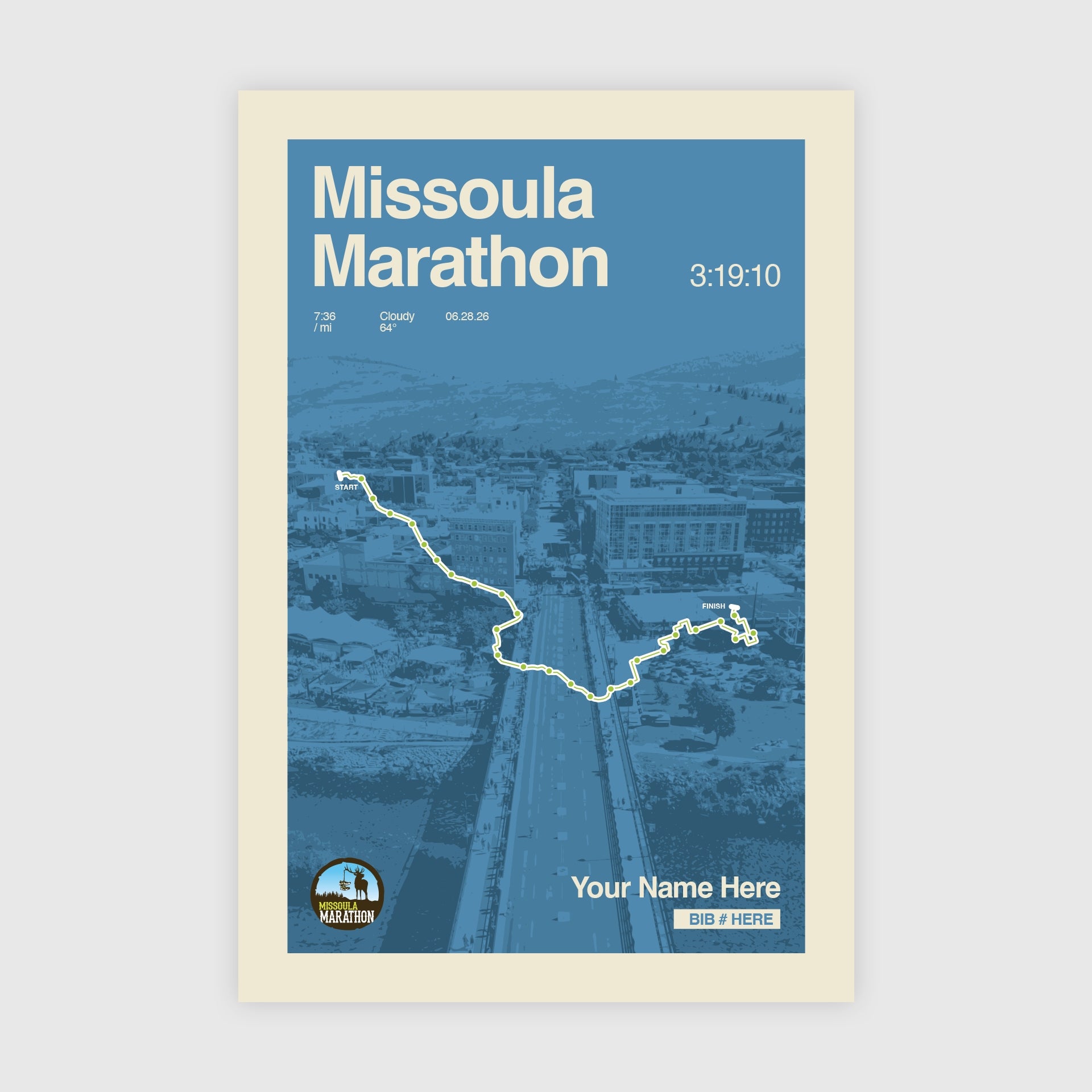 Missoula Marathon Personalized Race Print