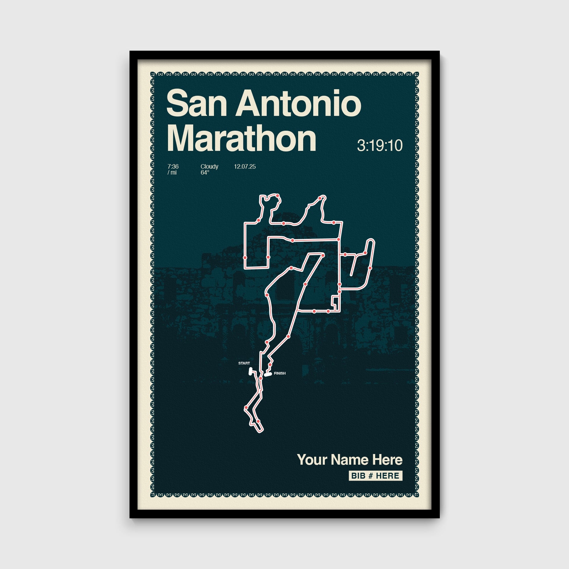 San Antonio Marathon Personalized Race Print