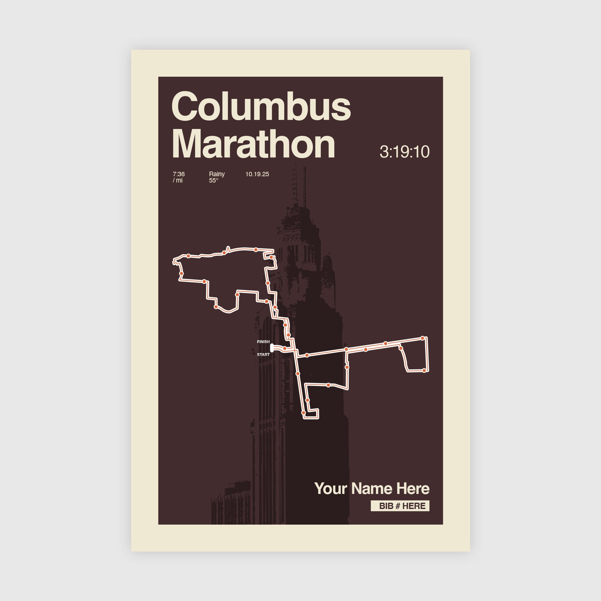 Columbus Marathon Personalized Race Print